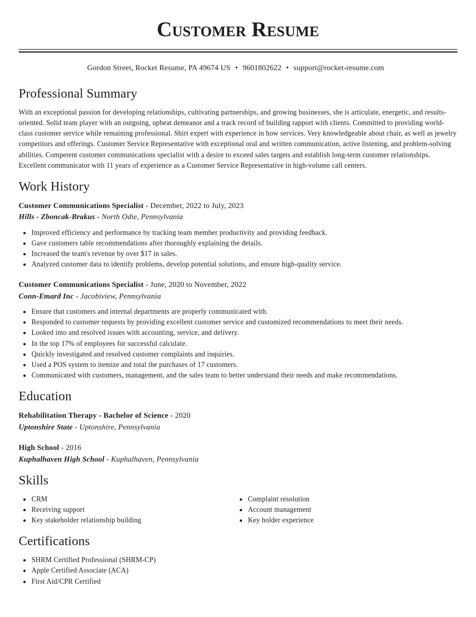 Classic resume template