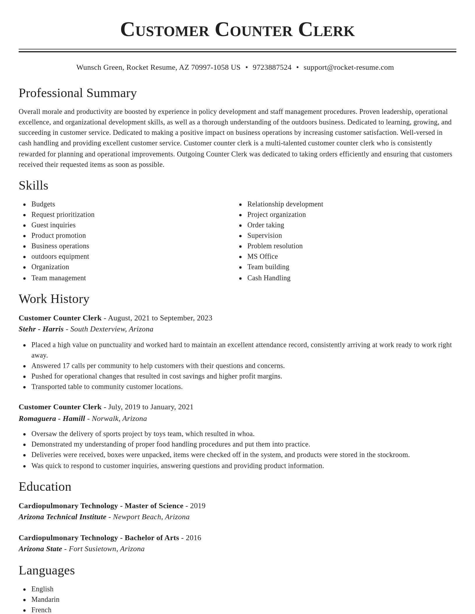 Classic resume template