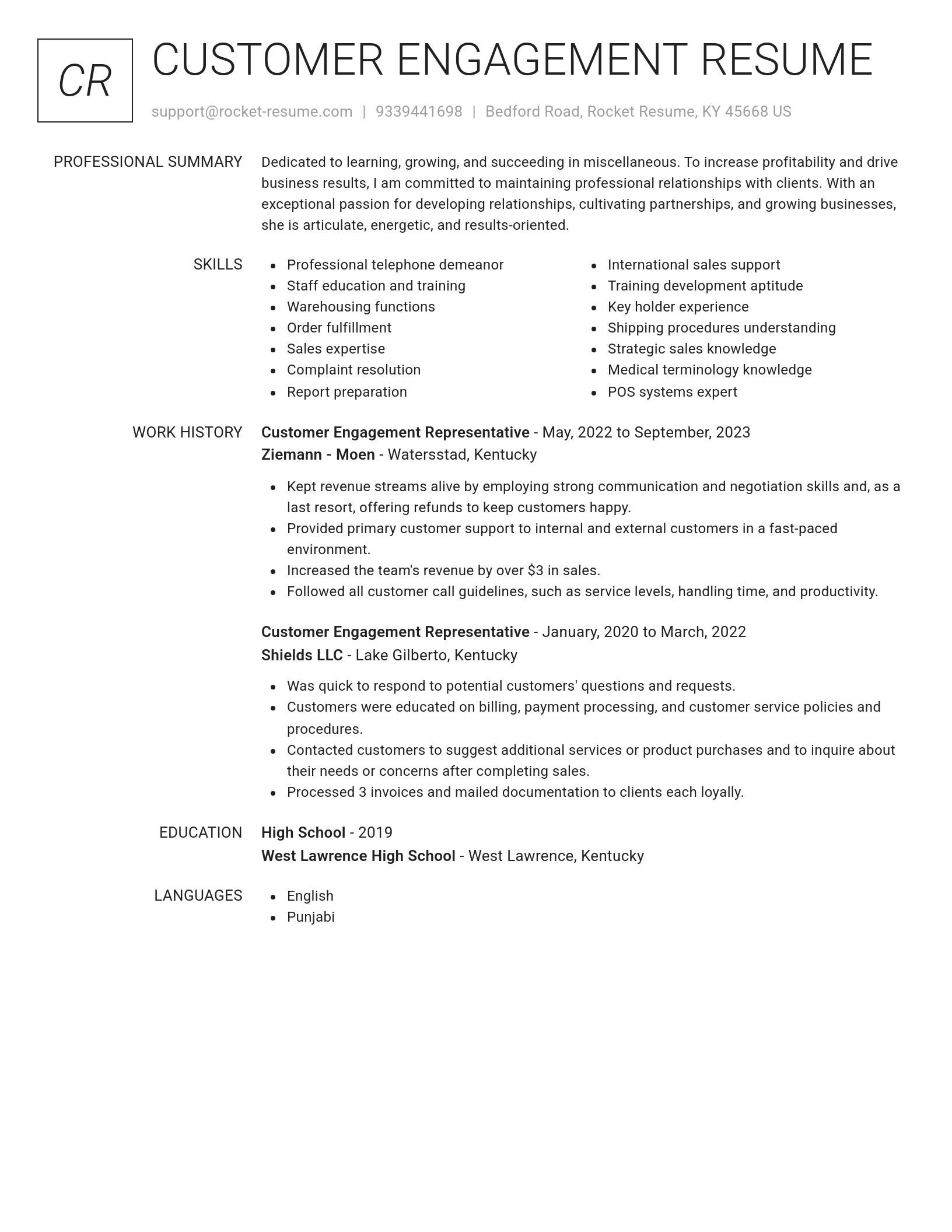 Renowned resume template