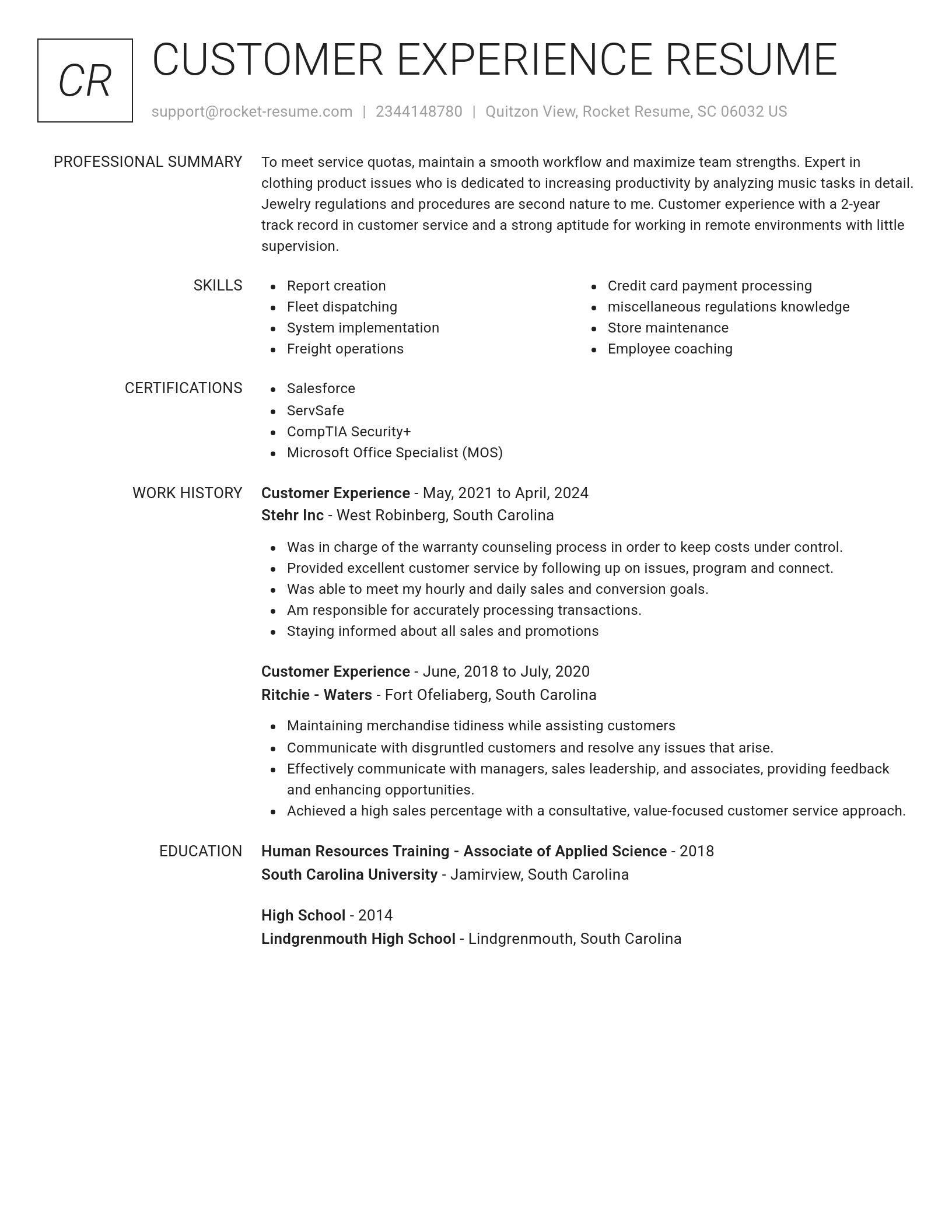 Renowned resume template