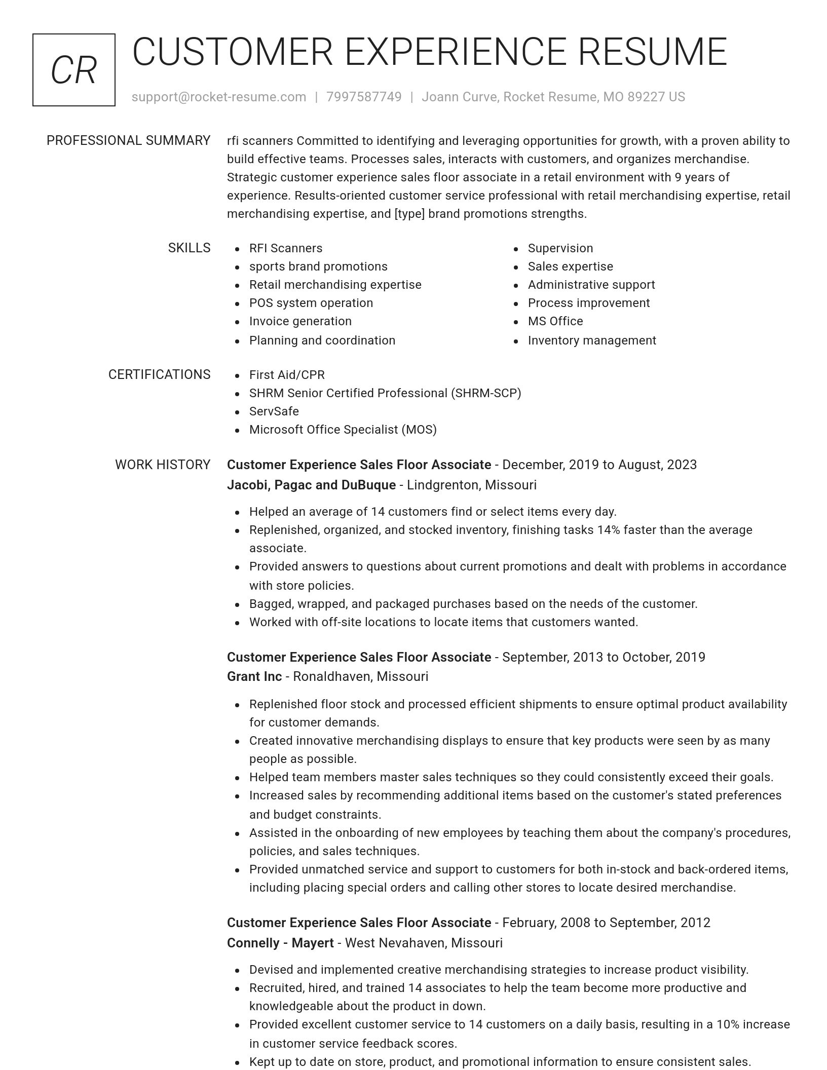 Renowned resume template