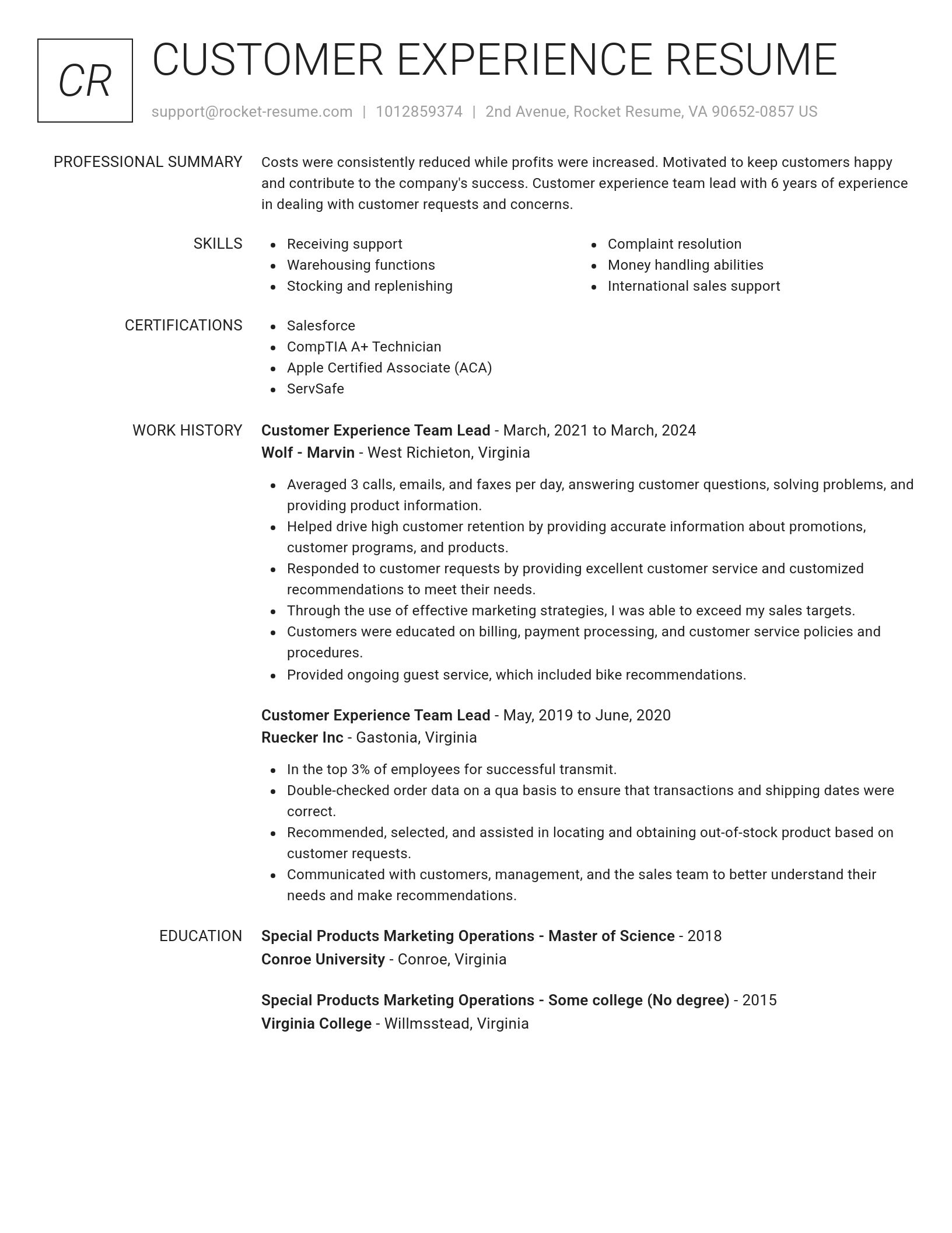 Renowned resume template