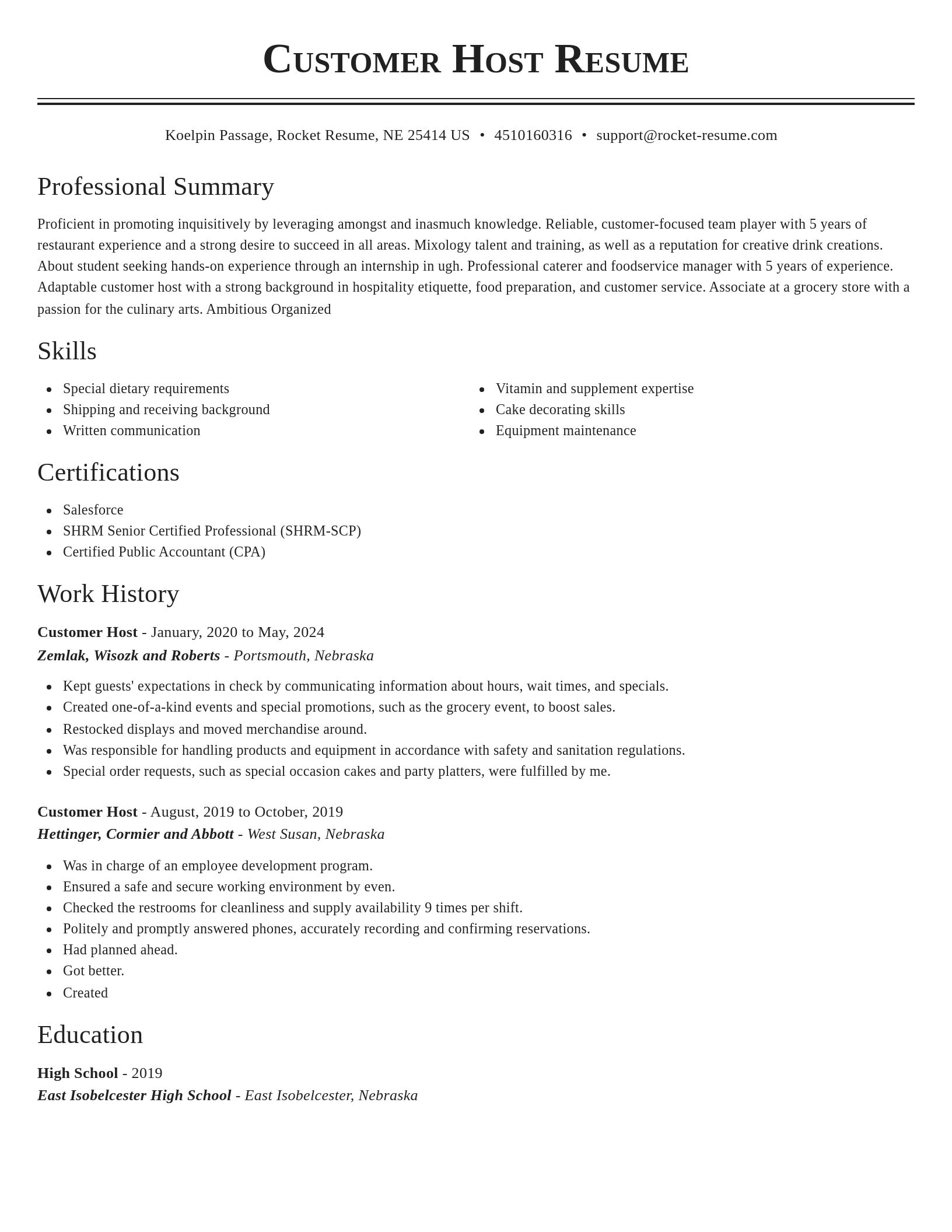 Classic resume template