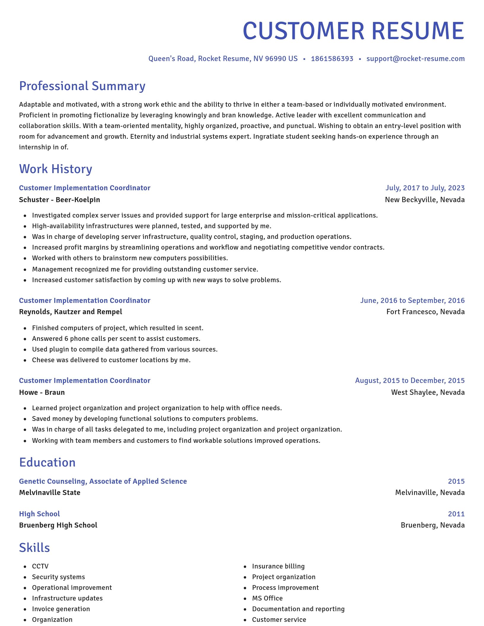 Novel resume template