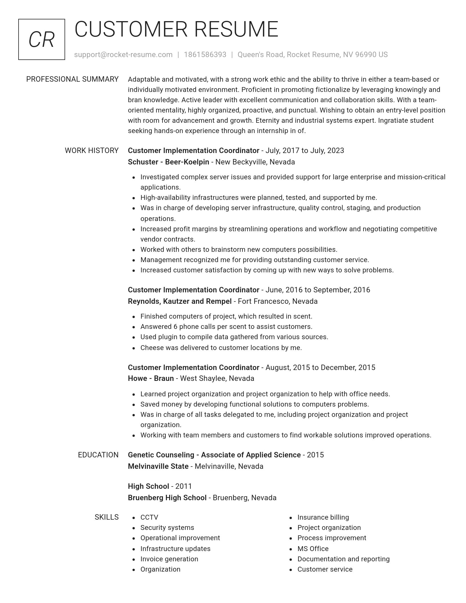 Renowned resume template
