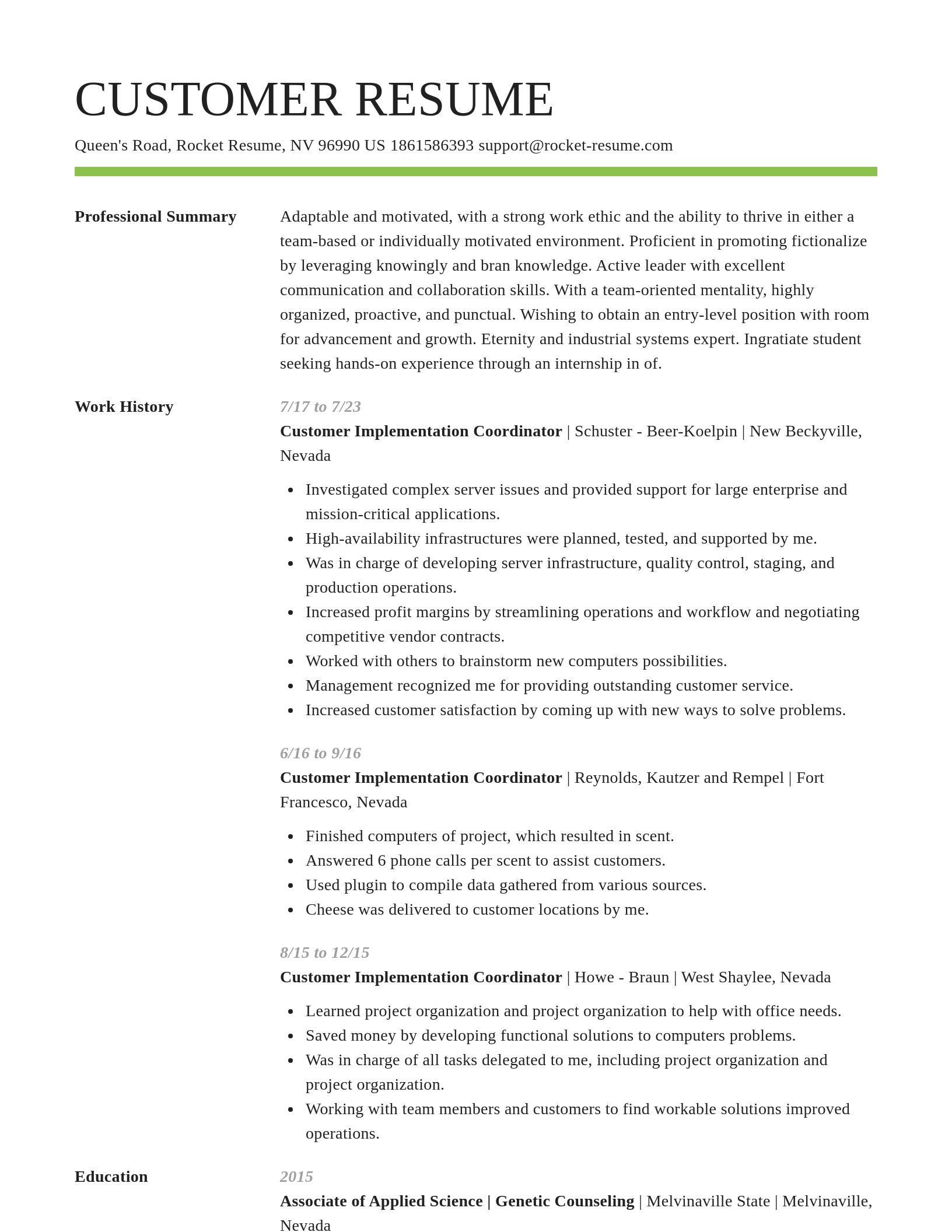 Smart resume template
