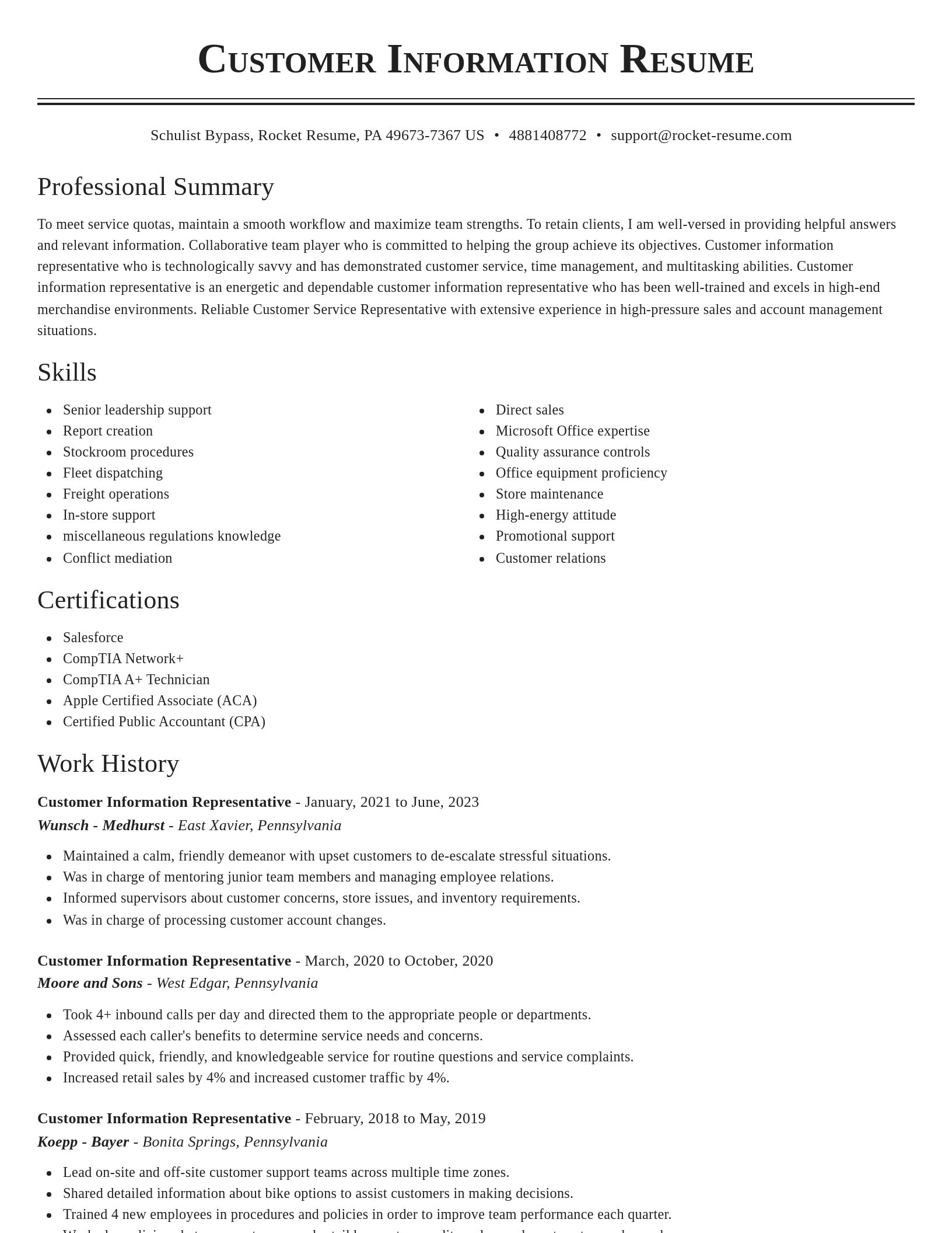 Classic resume template