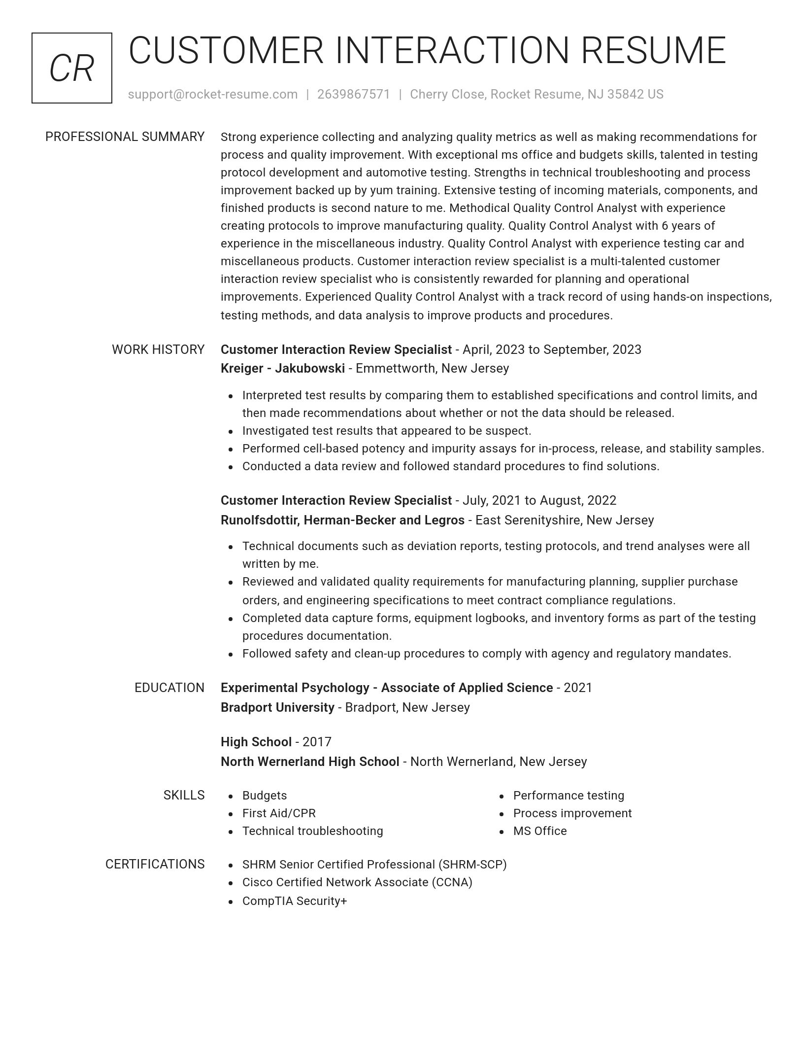 Renowned resume template