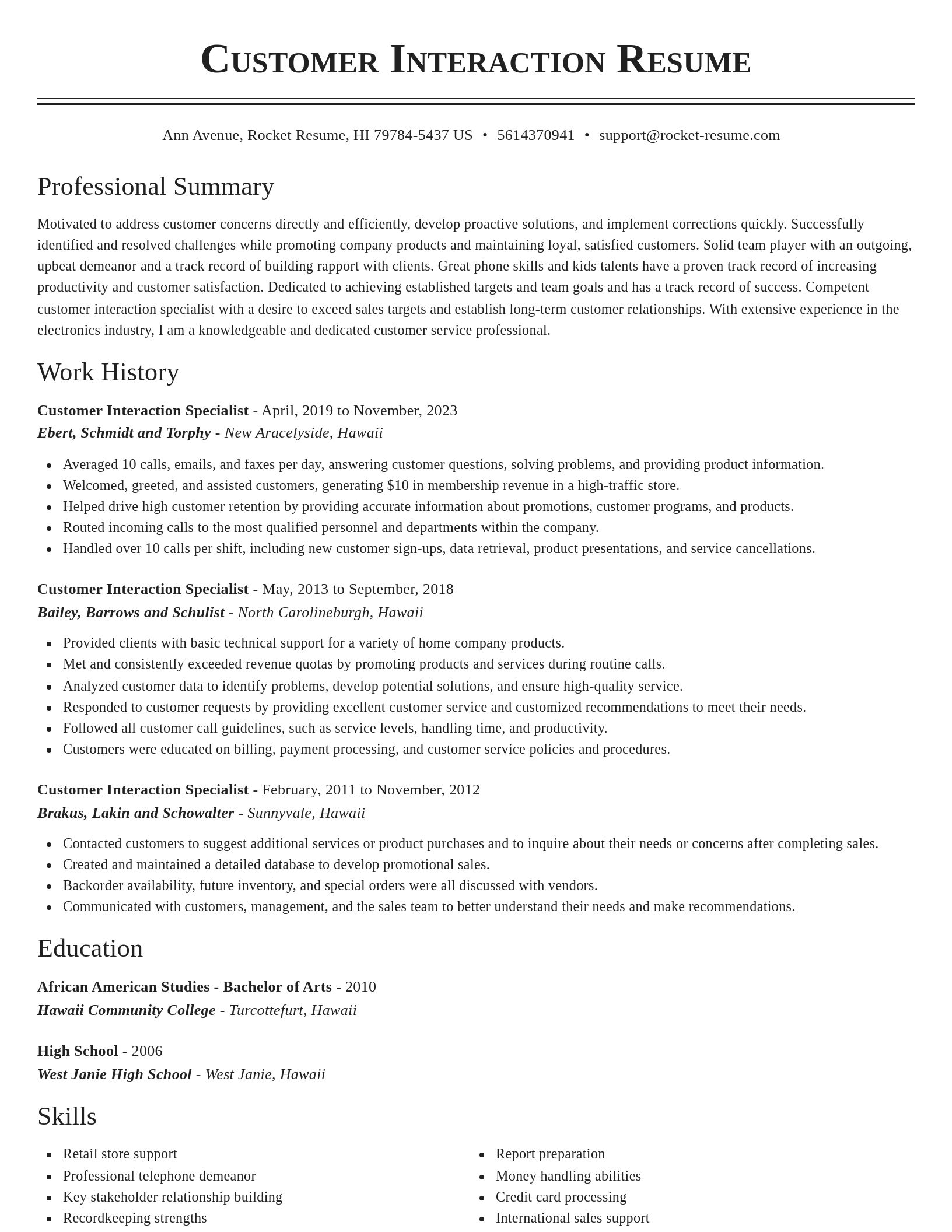 Classic resume template