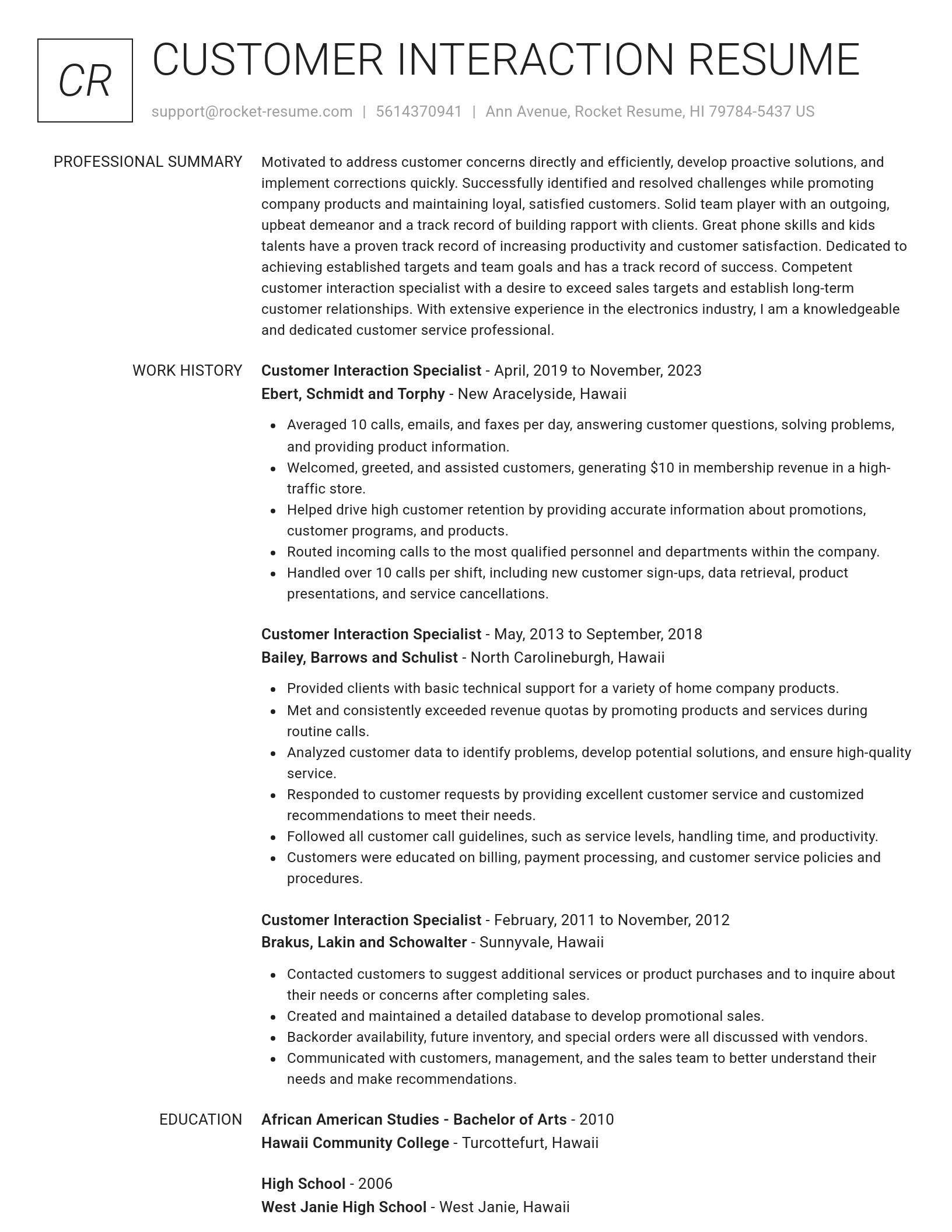 Renowned resume template