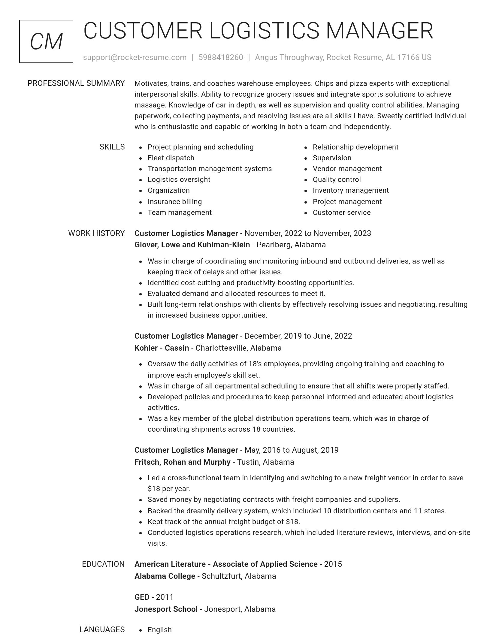 Renowned resume template