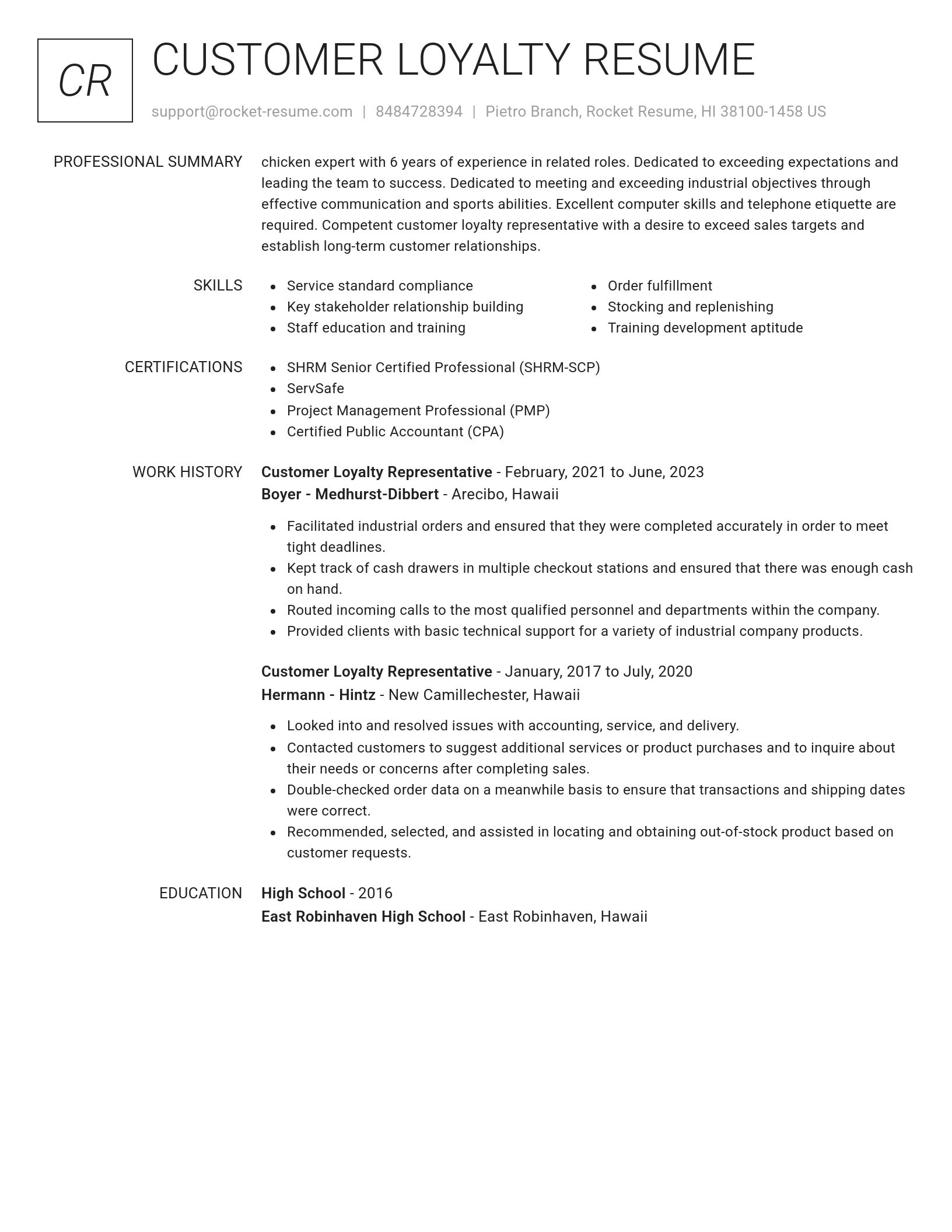 Renowned resume template