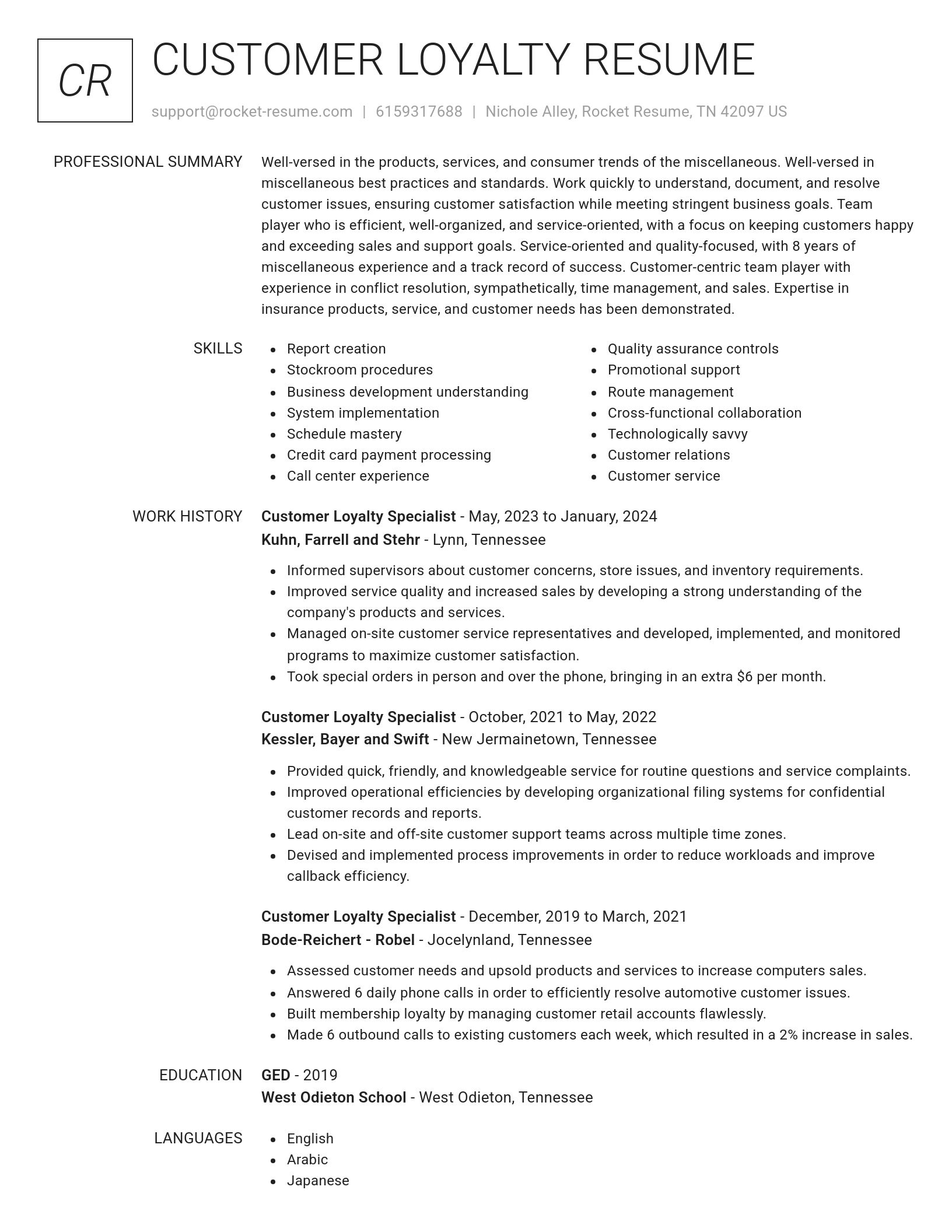 Renowned resume template