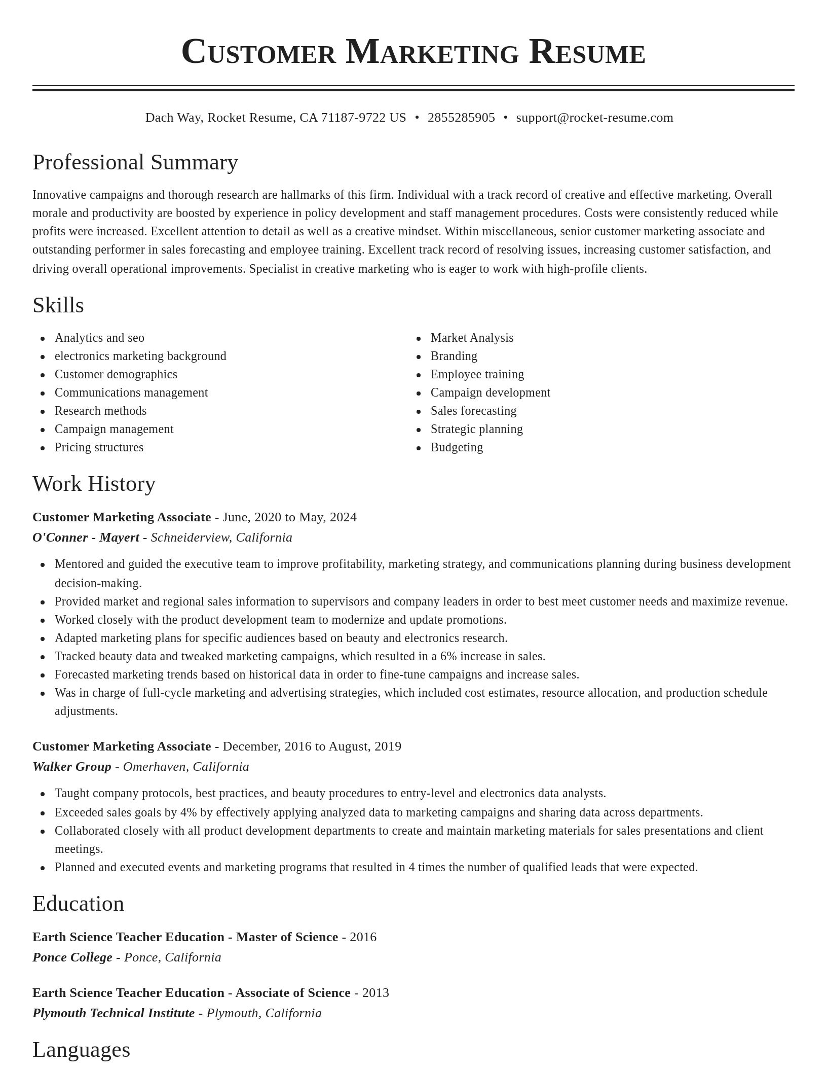 Classic resume template