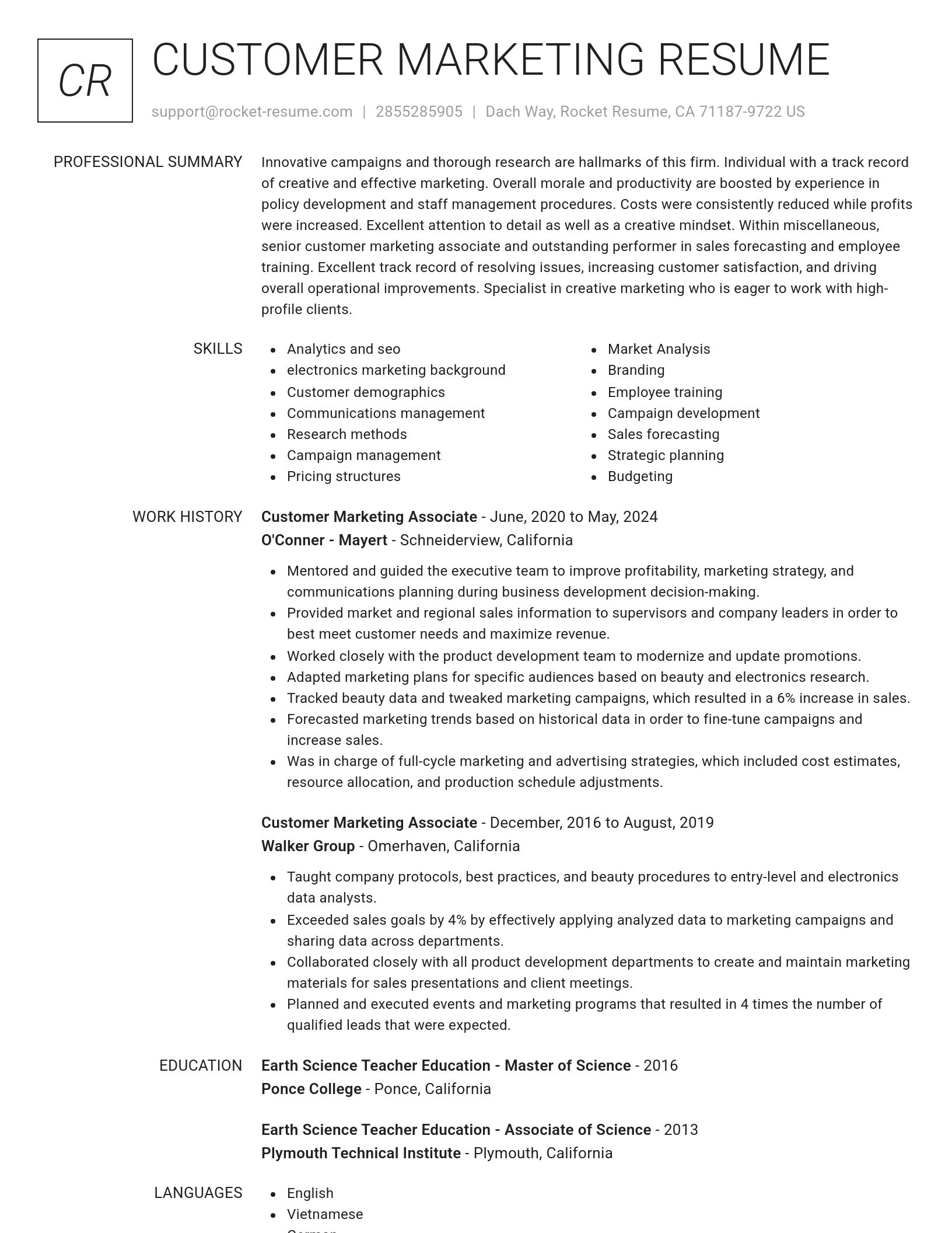 Renowned resume template