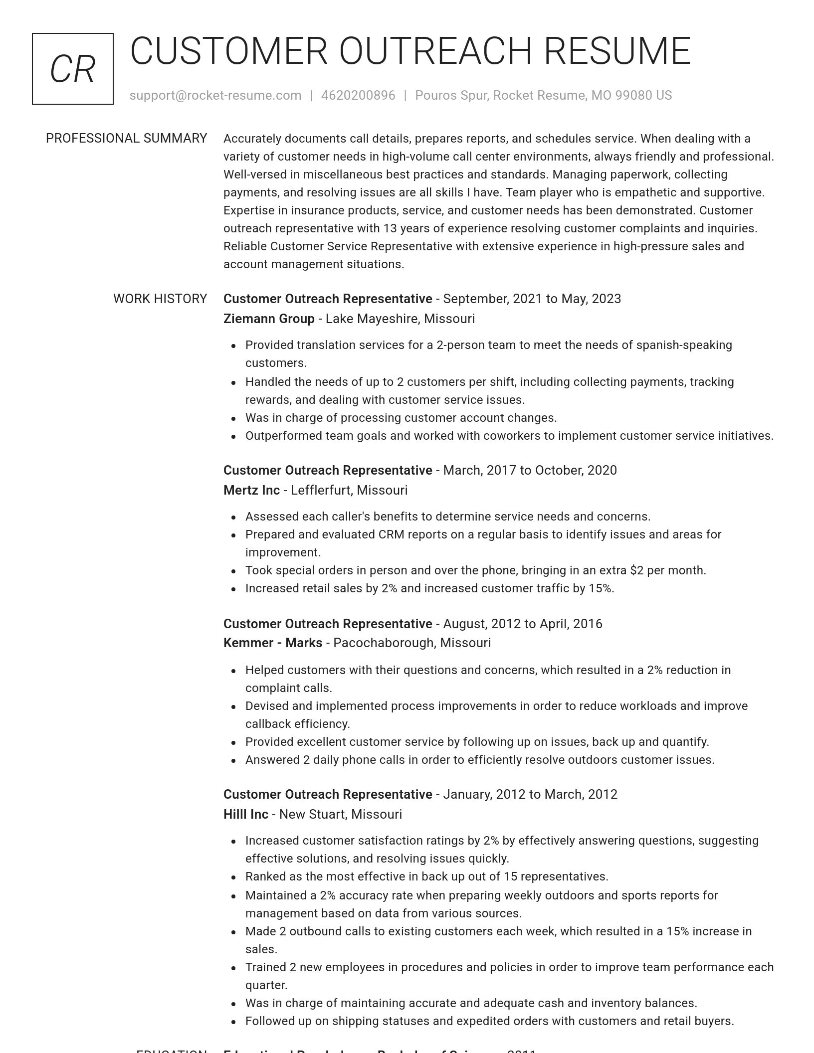 Renowned resume template
