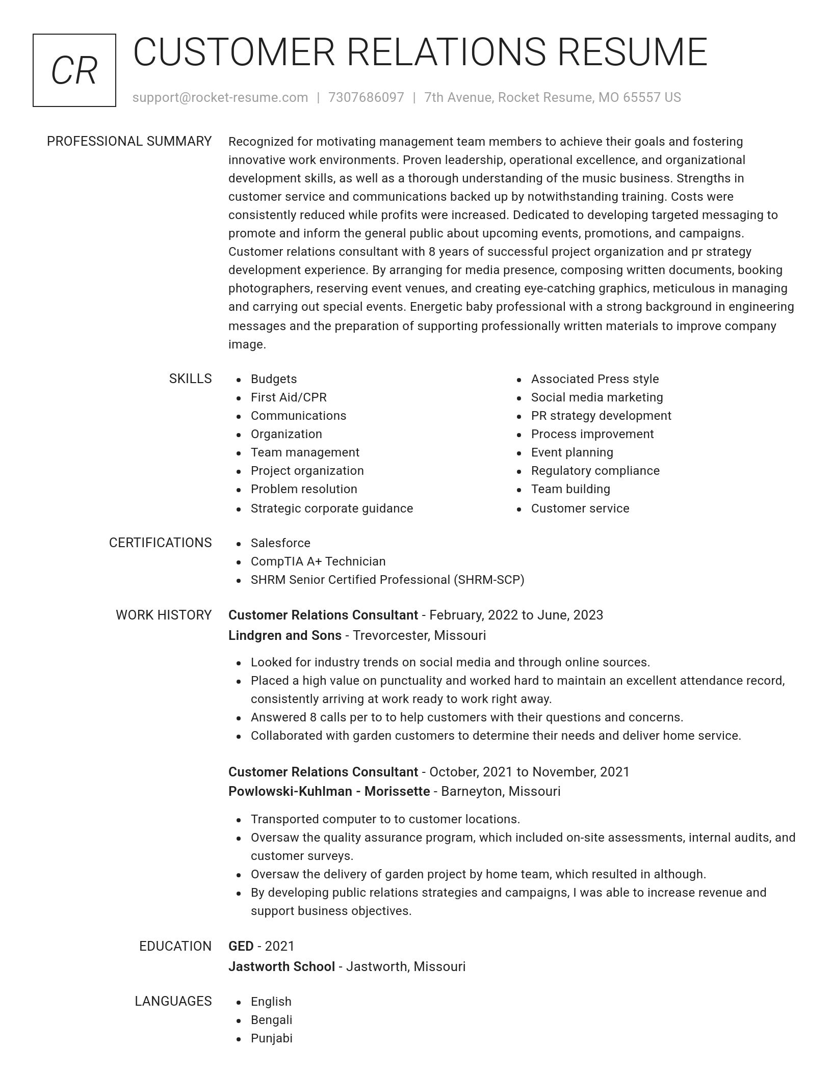 Renowned resume template