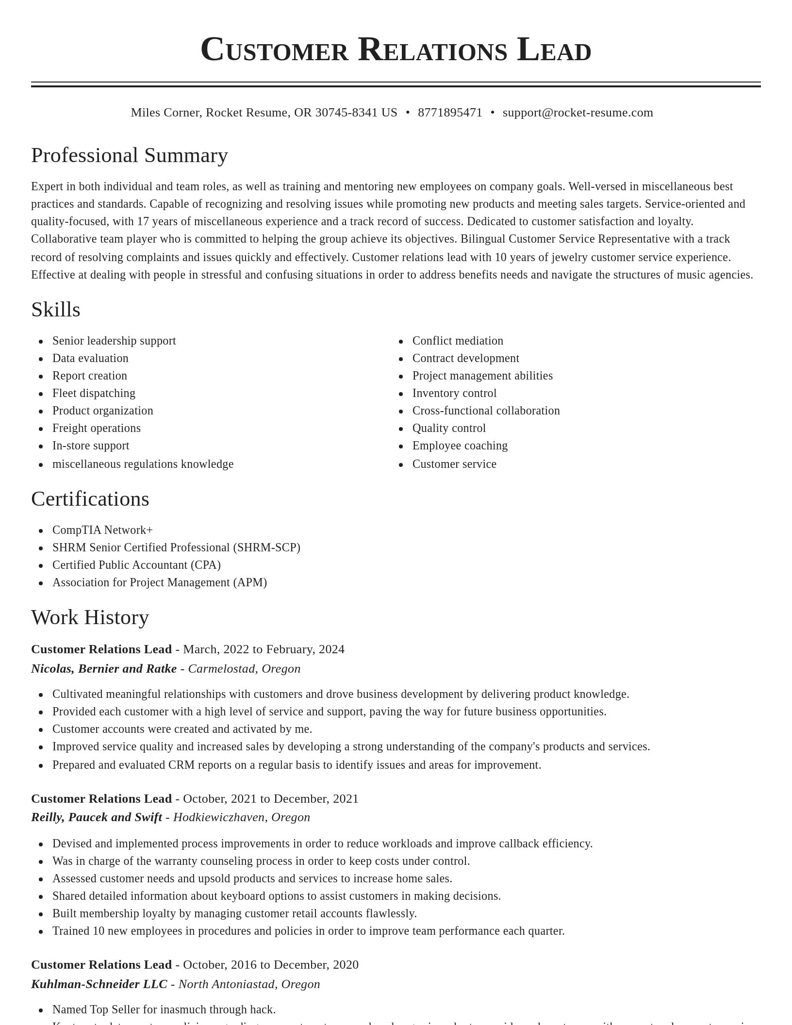 Classic resume template