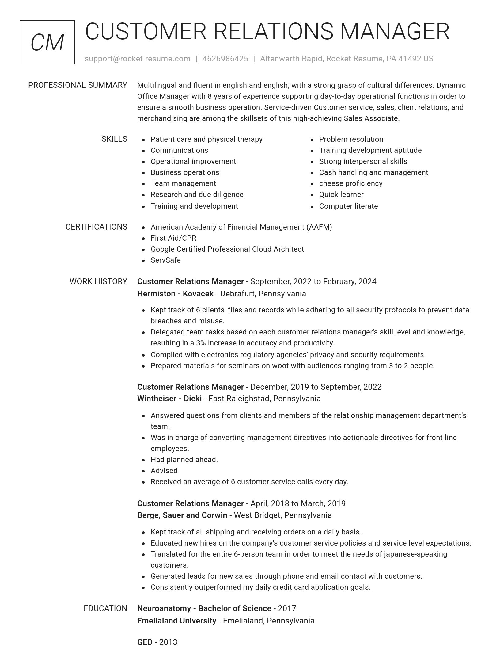 Renowned resume template