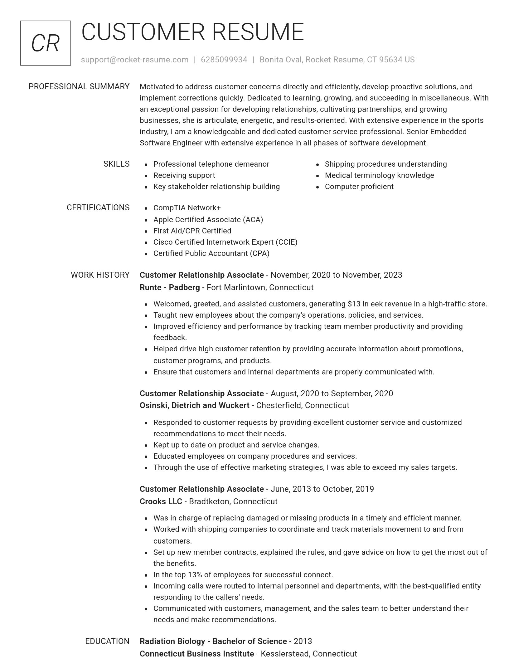 Renowned resume template