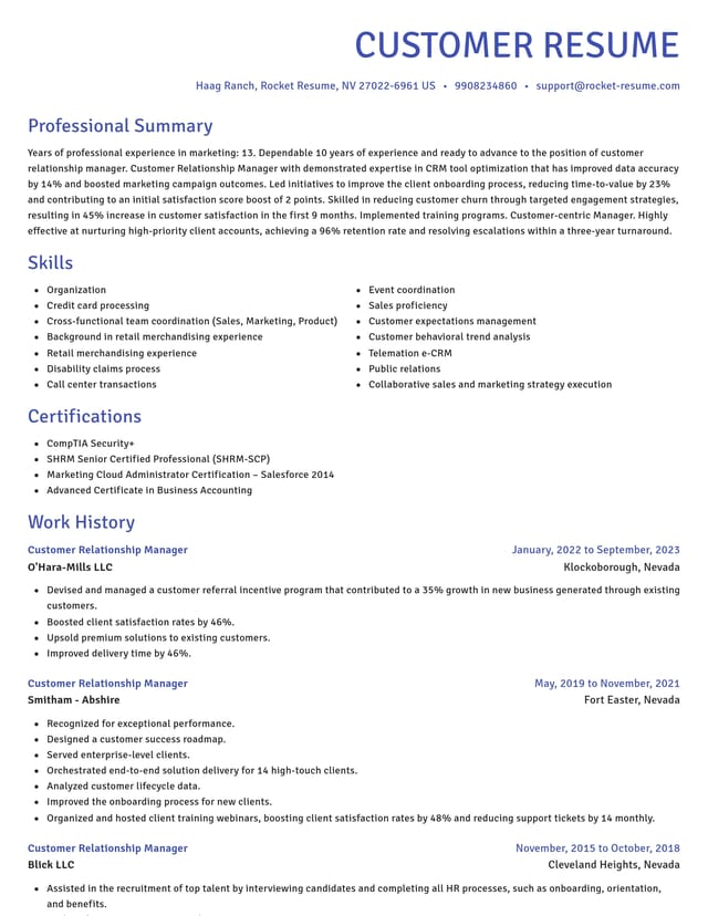 Novel resume template