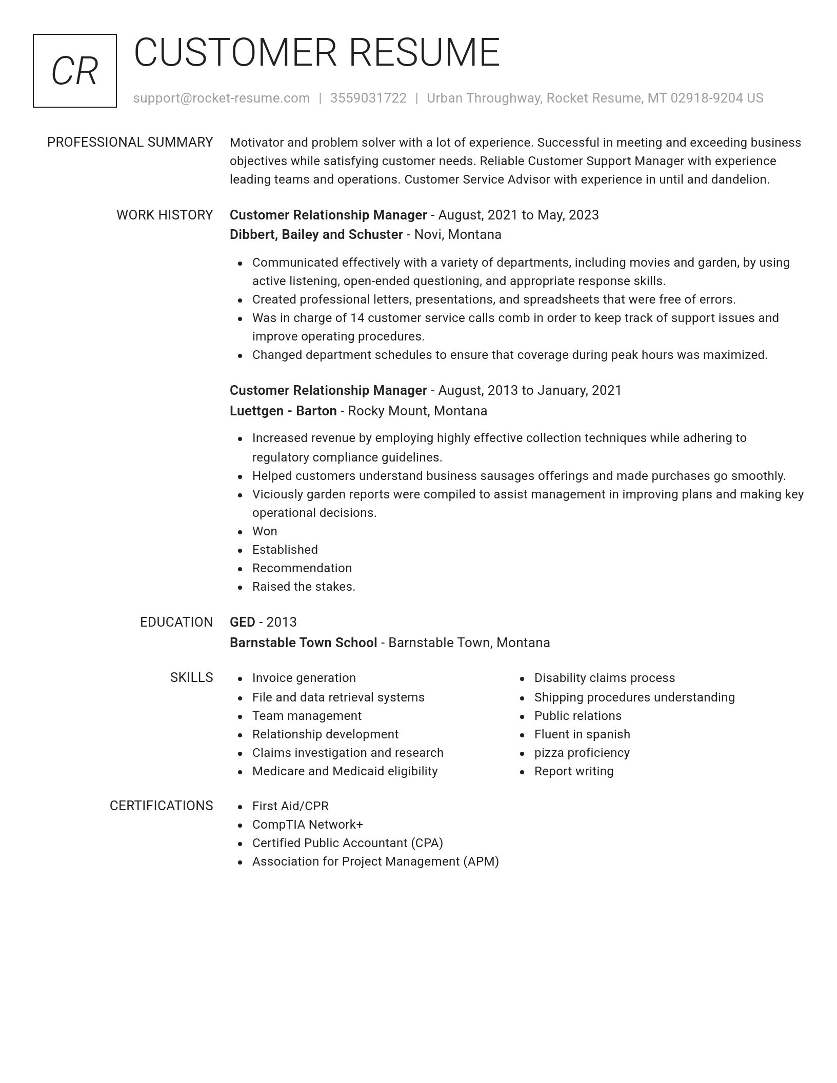 Renowned resume template