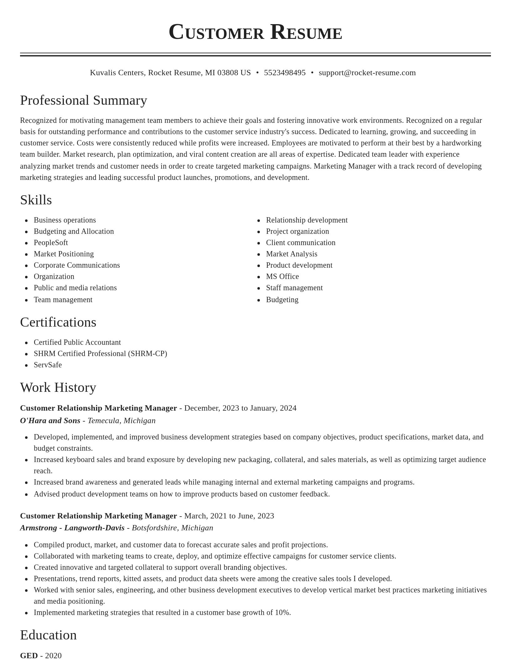 Classic resume template