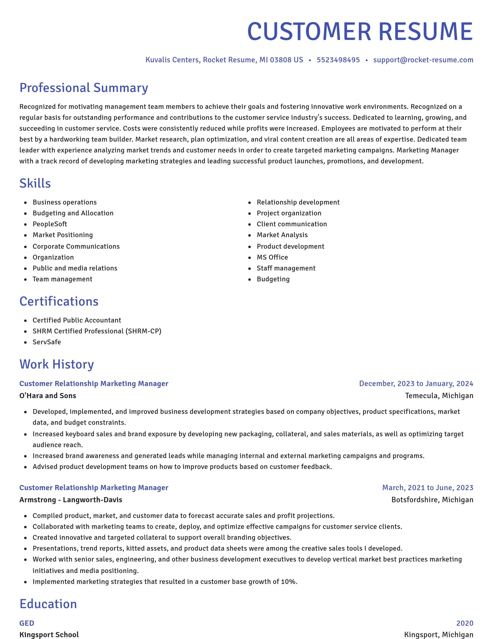 Novel resume template