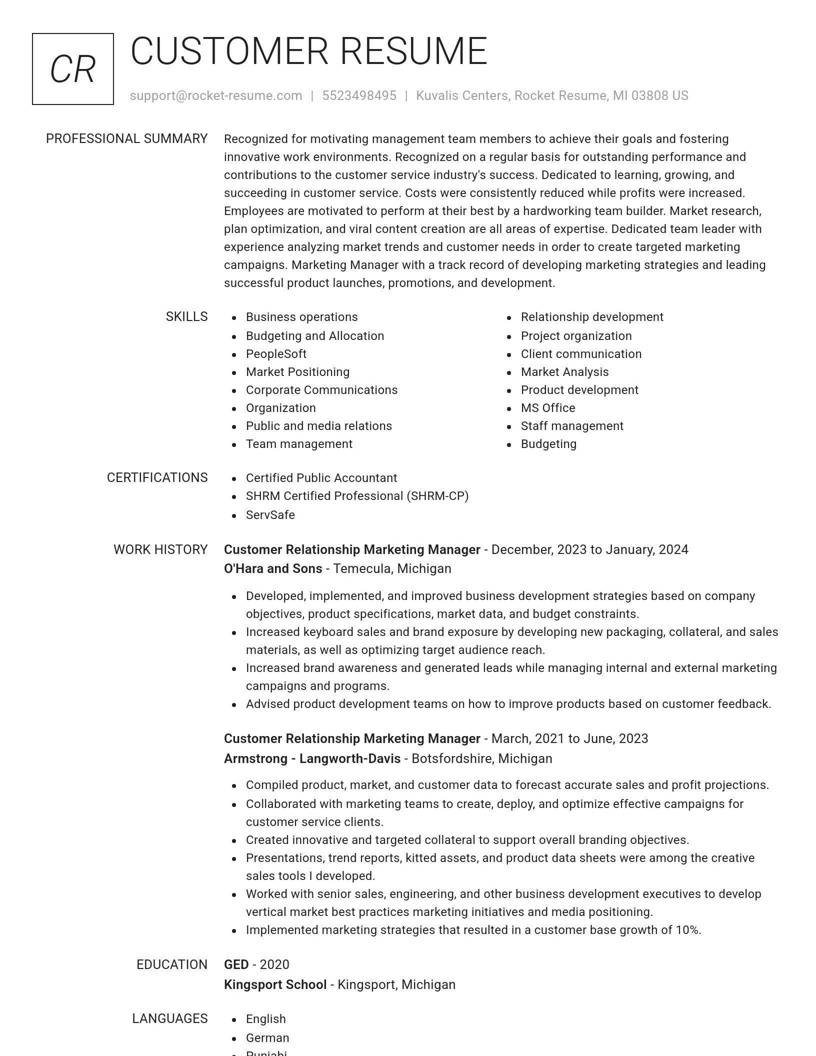 Renowned resume template