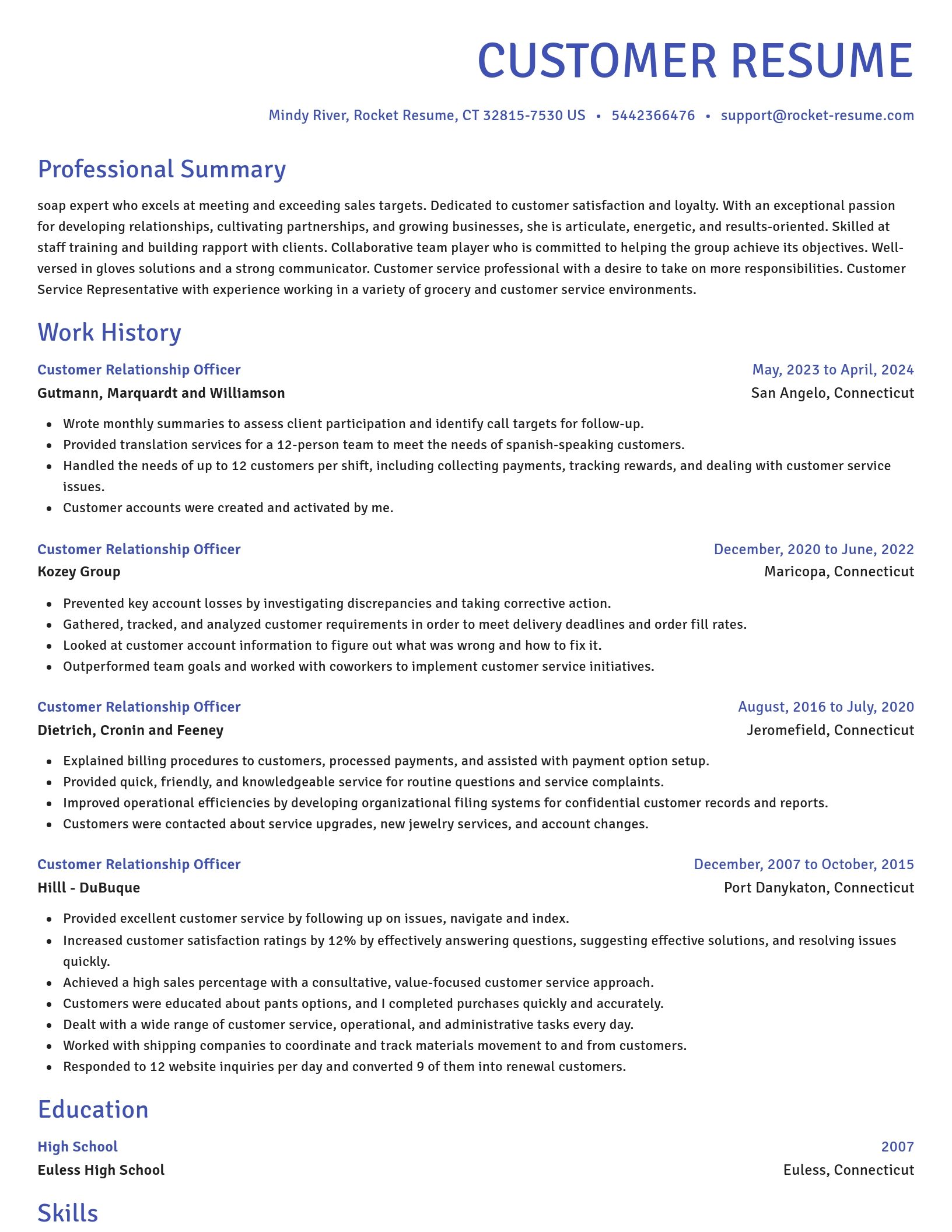 Novel resume template