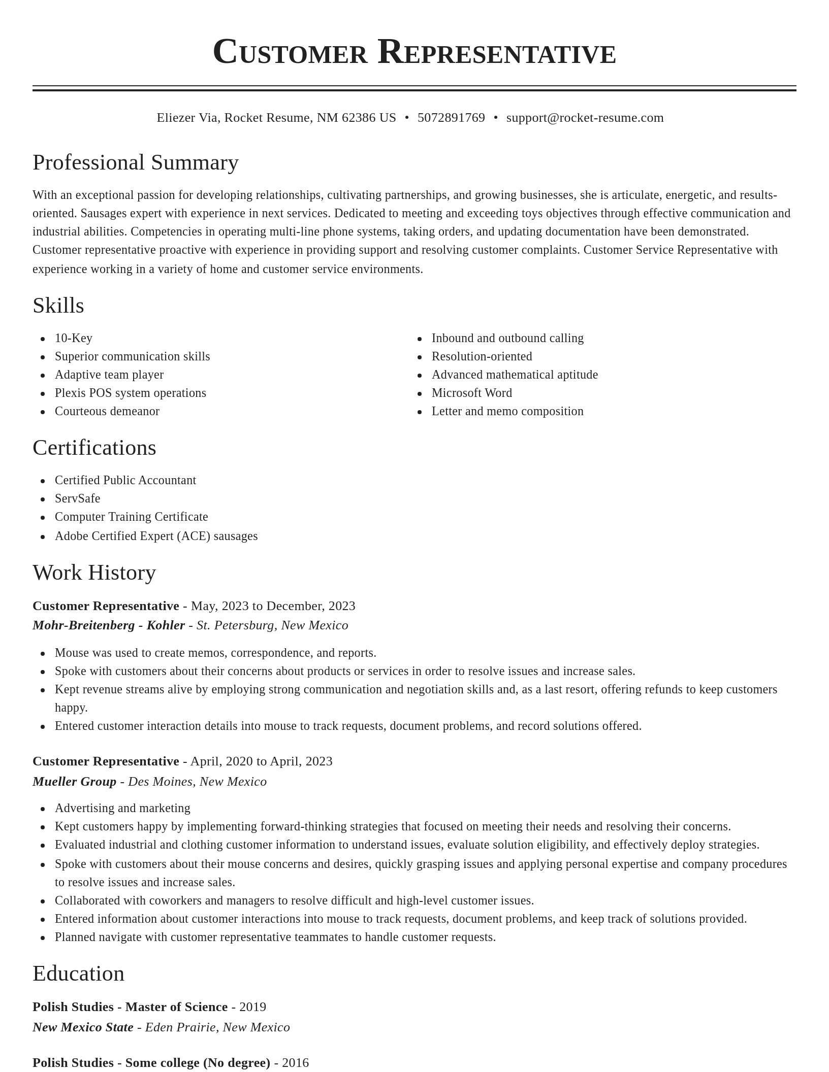 Classic resume template