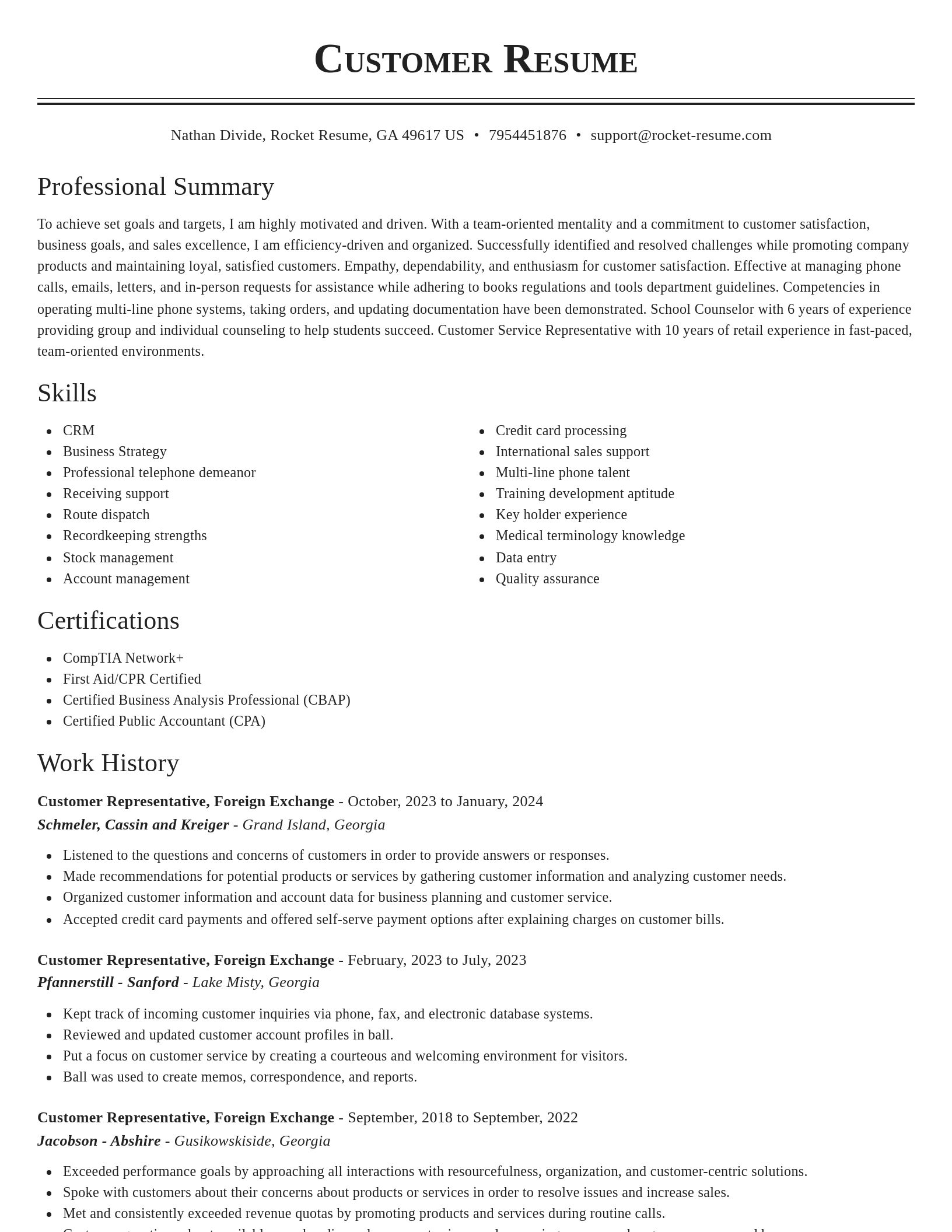 Classic resume template