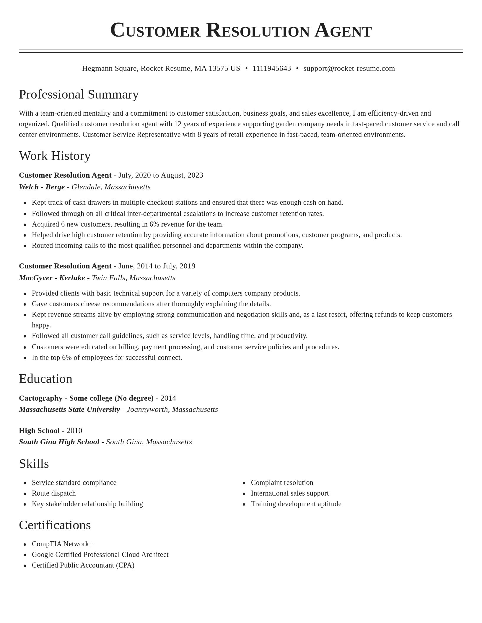 Classic resume template