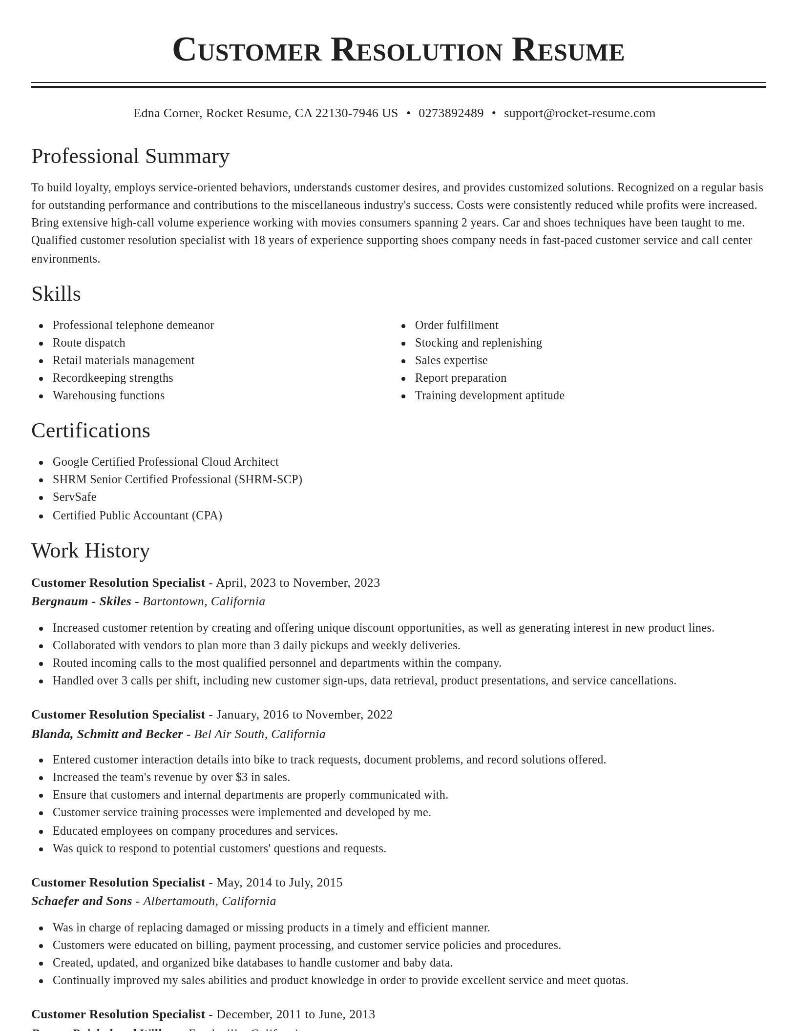 Classic resume template