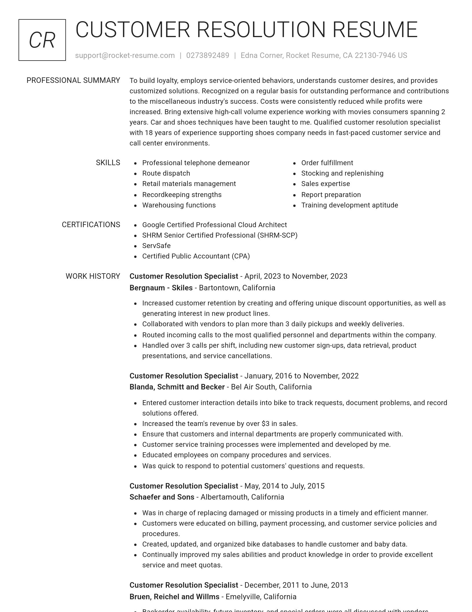 Renowned resume template