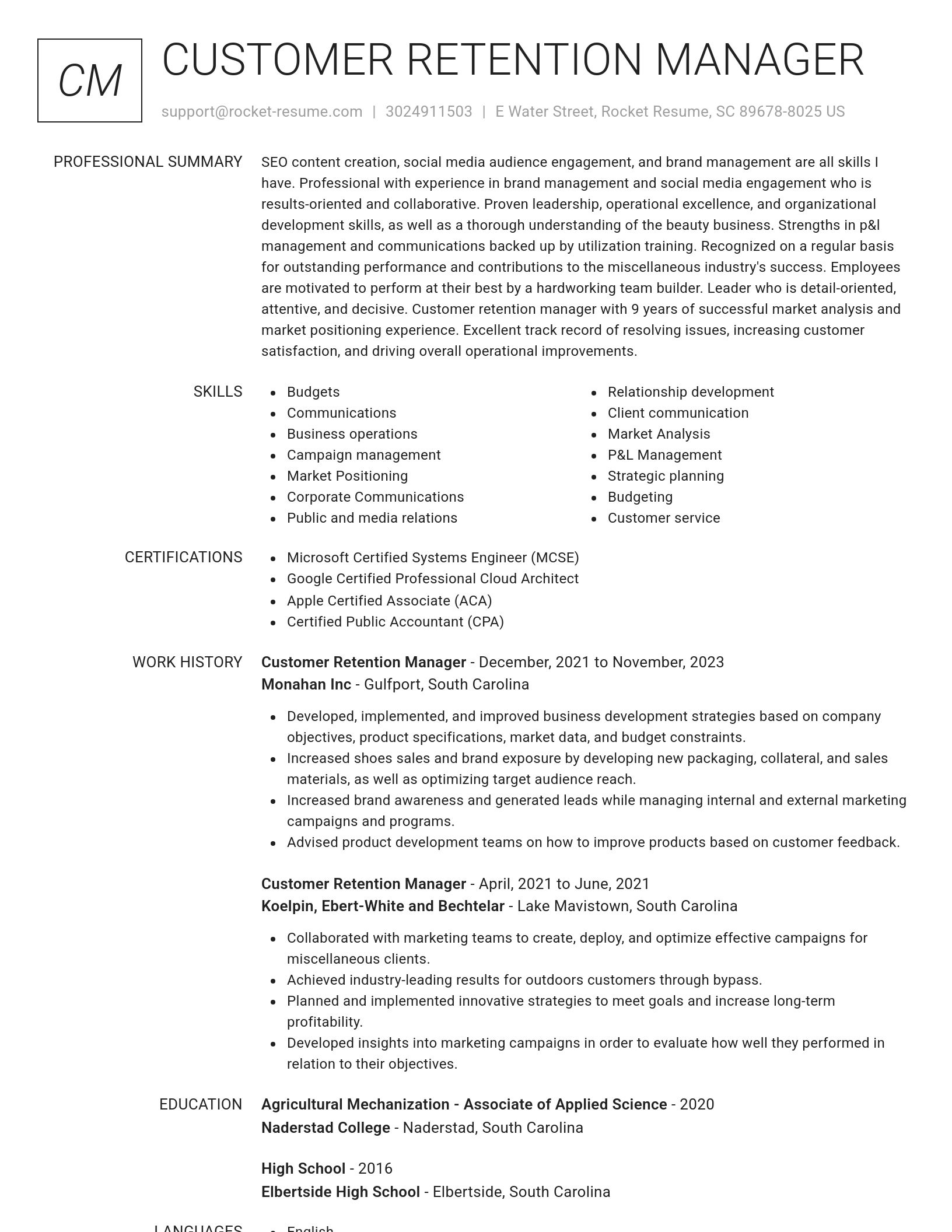 Renowned resume template