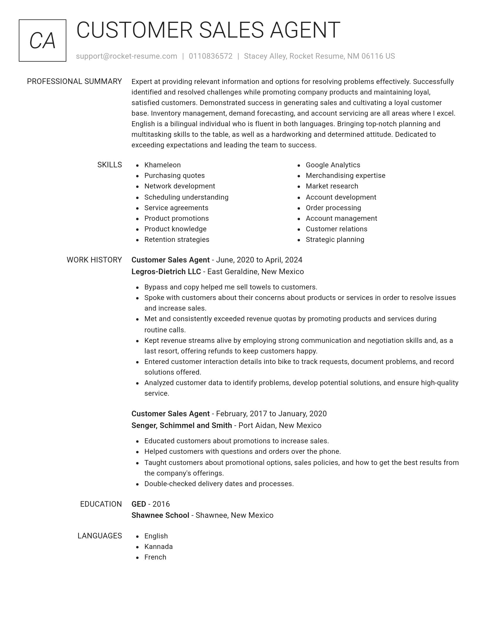 Renowned resume template
