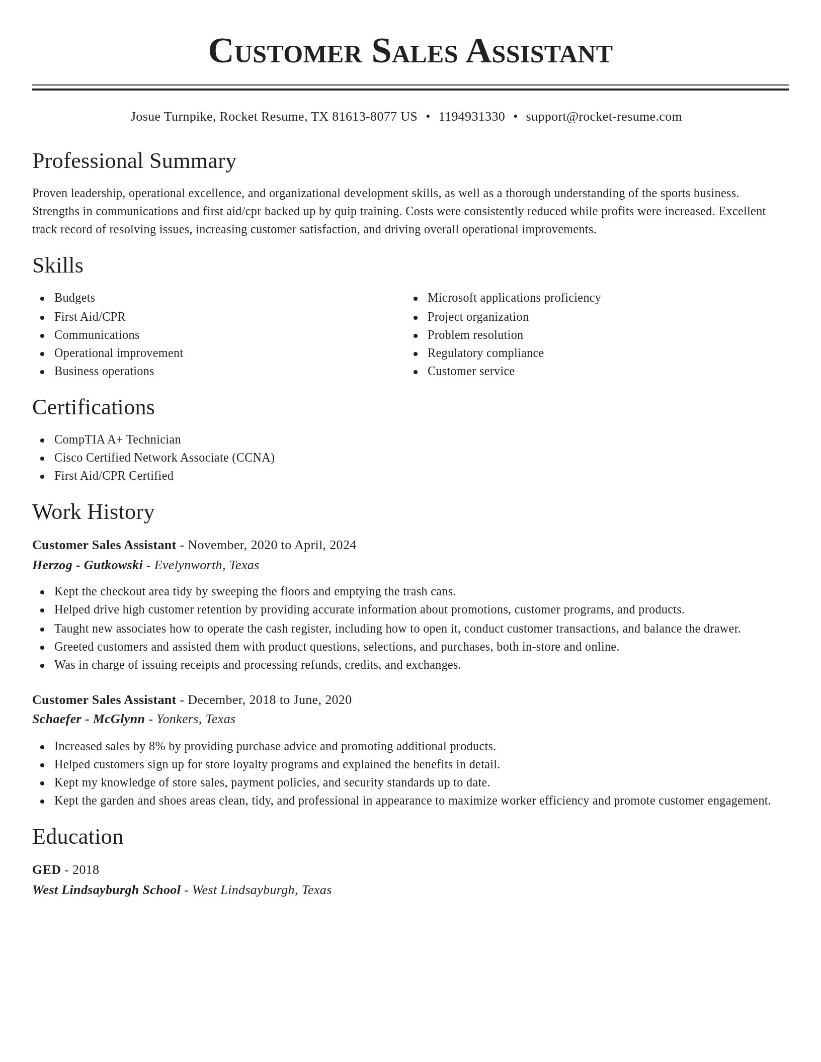 Classic resume template