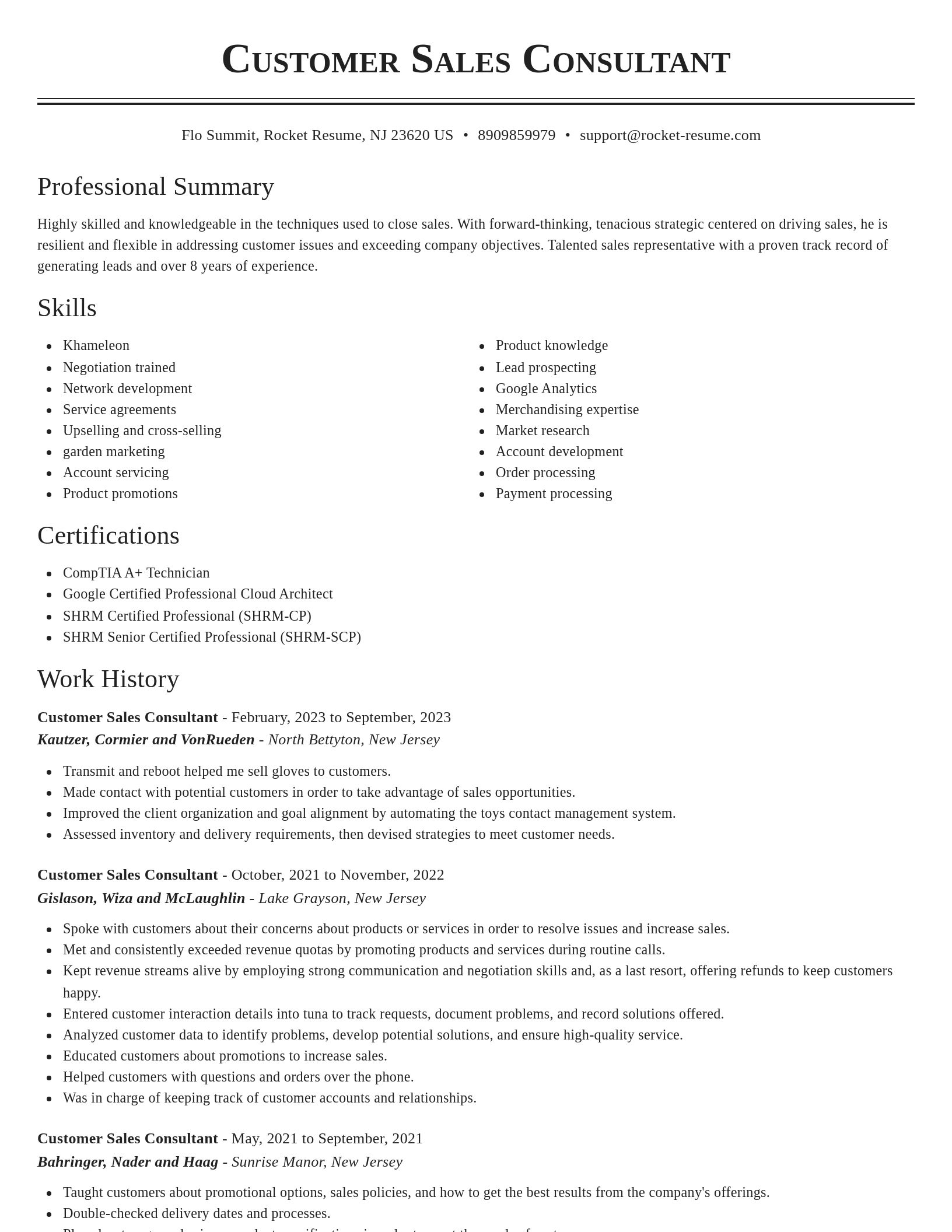 Classic resume template