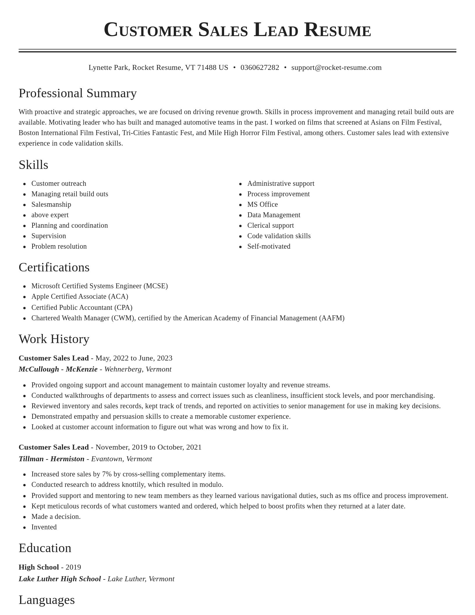 Classic resume template