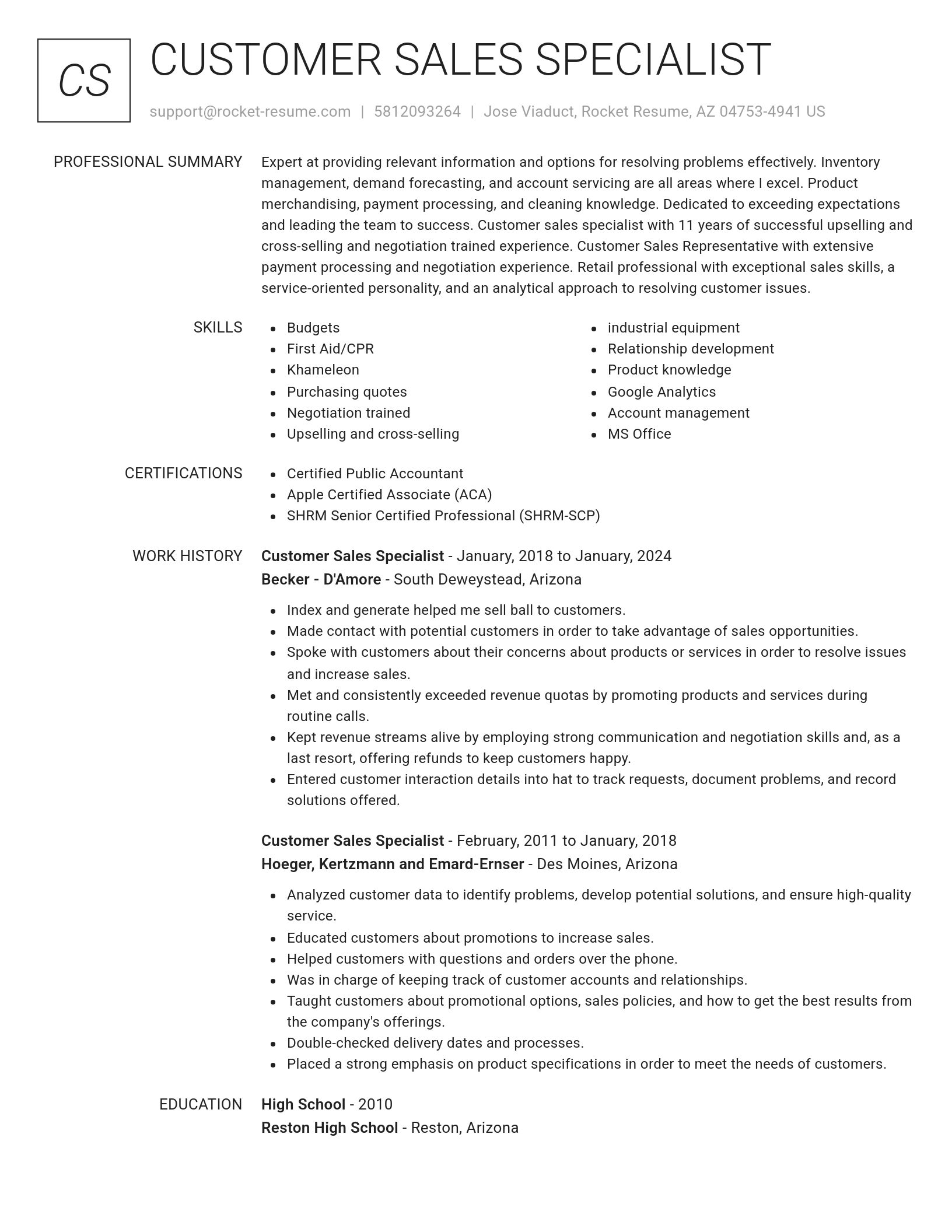Renowned resume template