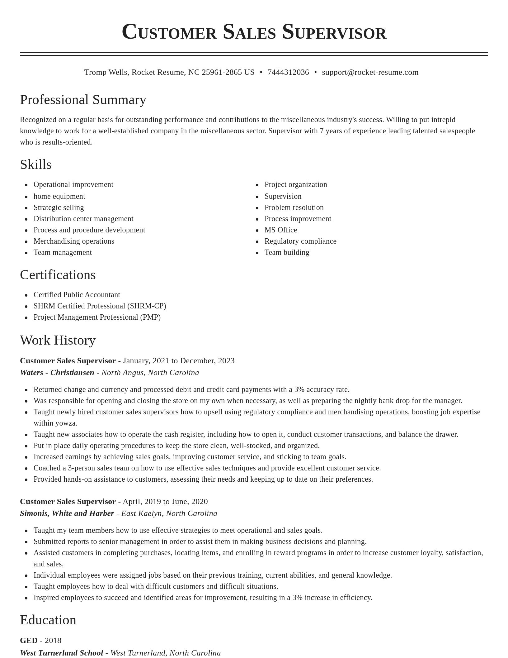 Classic resume template