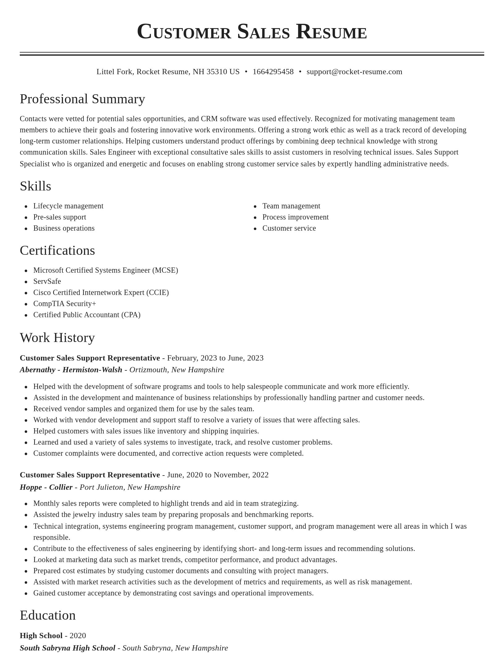 Classic resume template