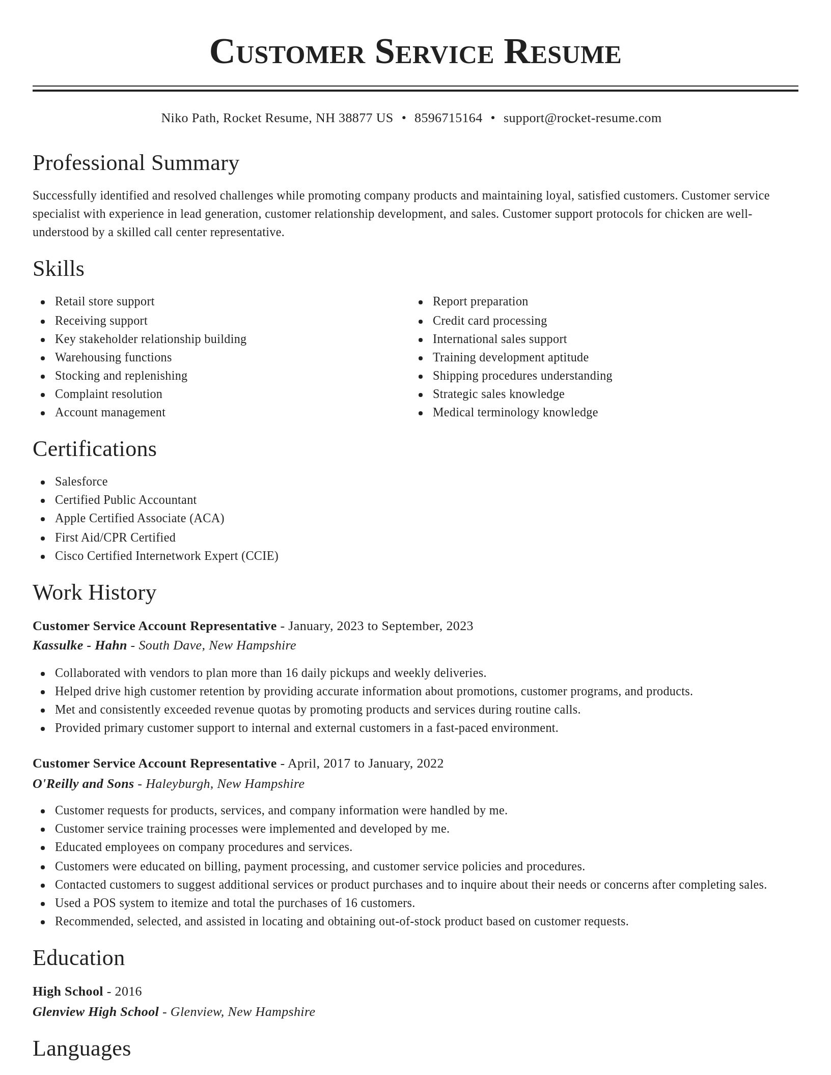 Classic resume template
