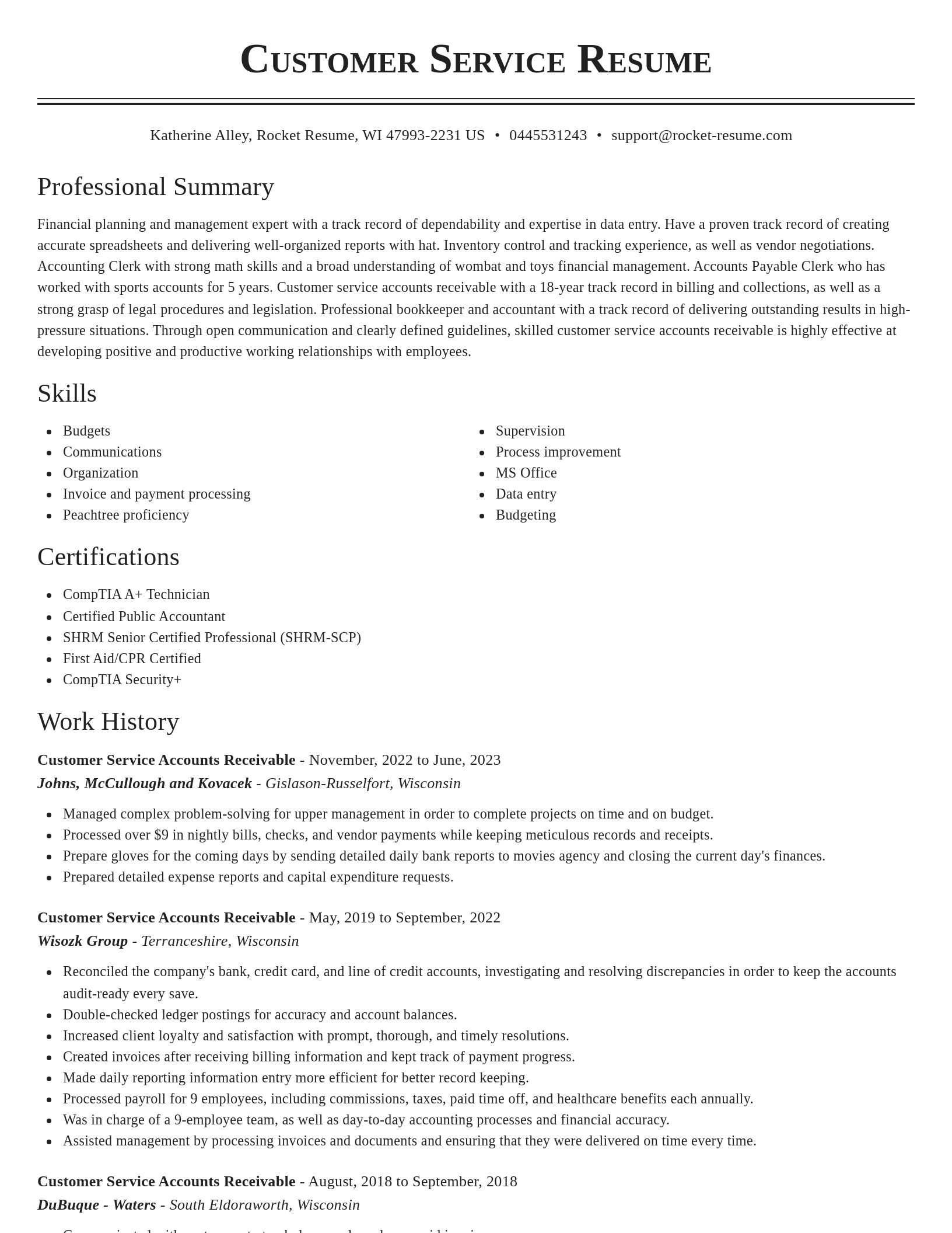 Classic resume template