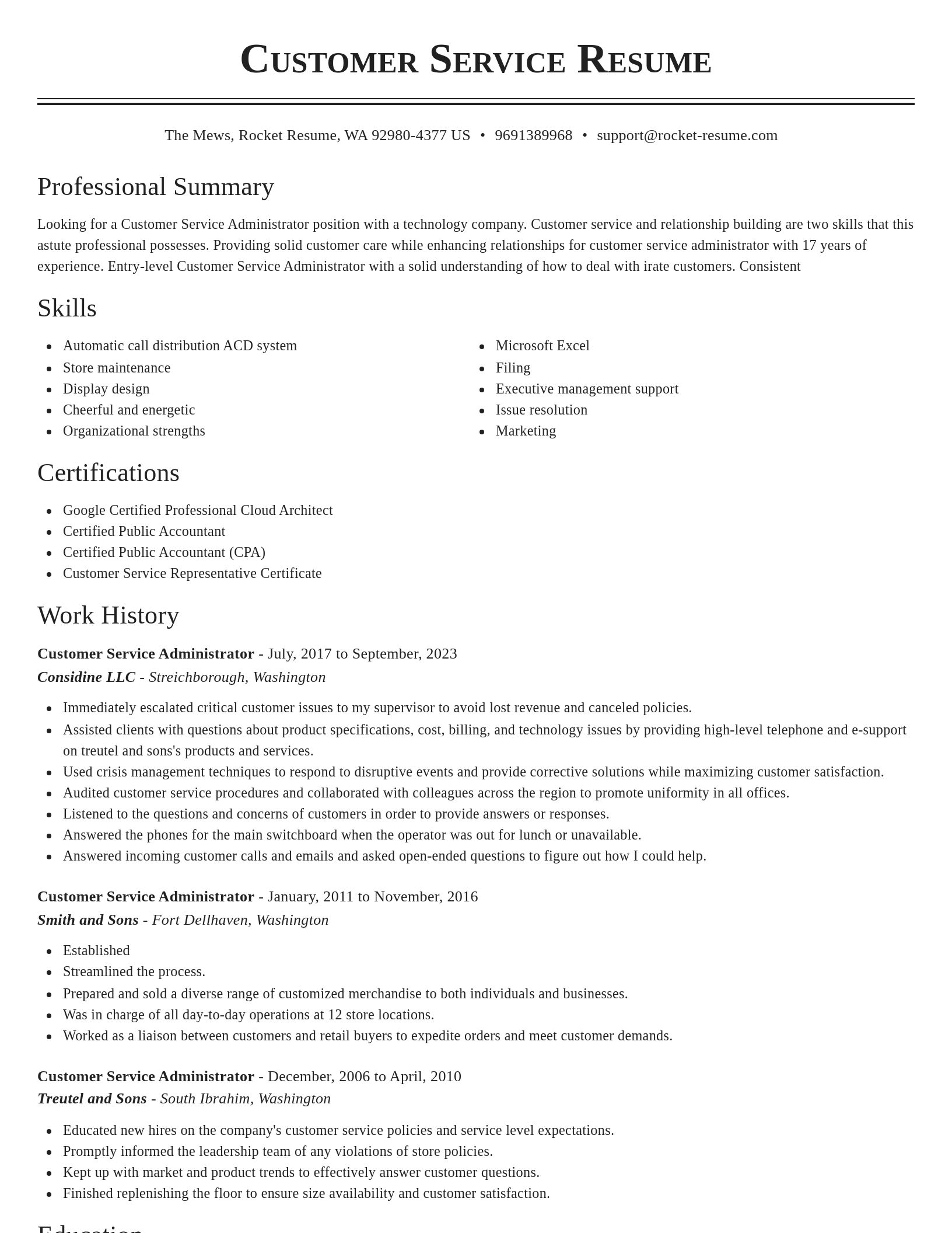 Classic resume template