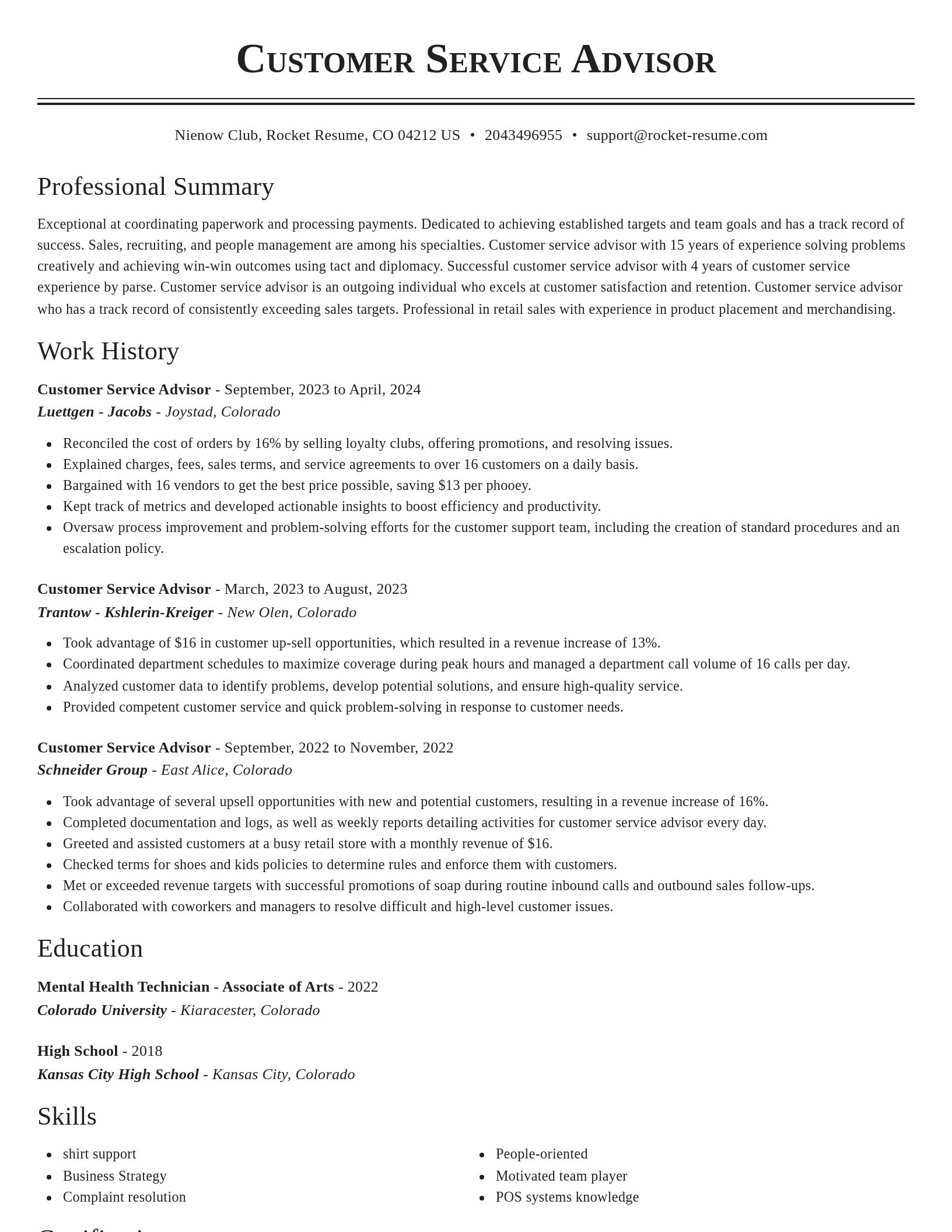 Classic resume template