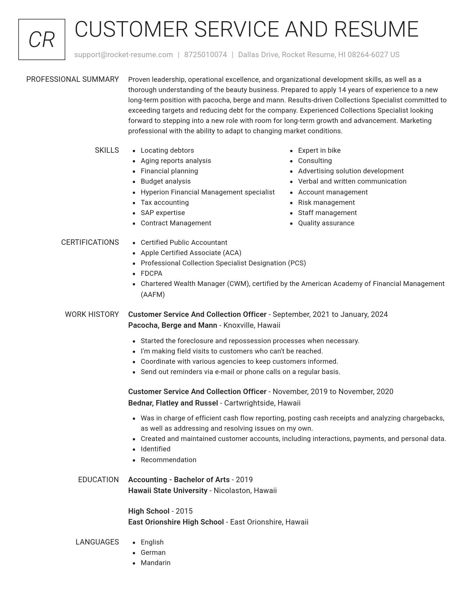 Renowned resume template