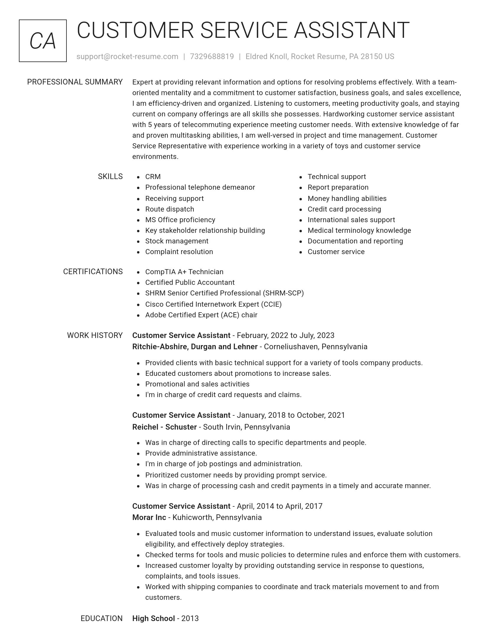 Renowned resume template