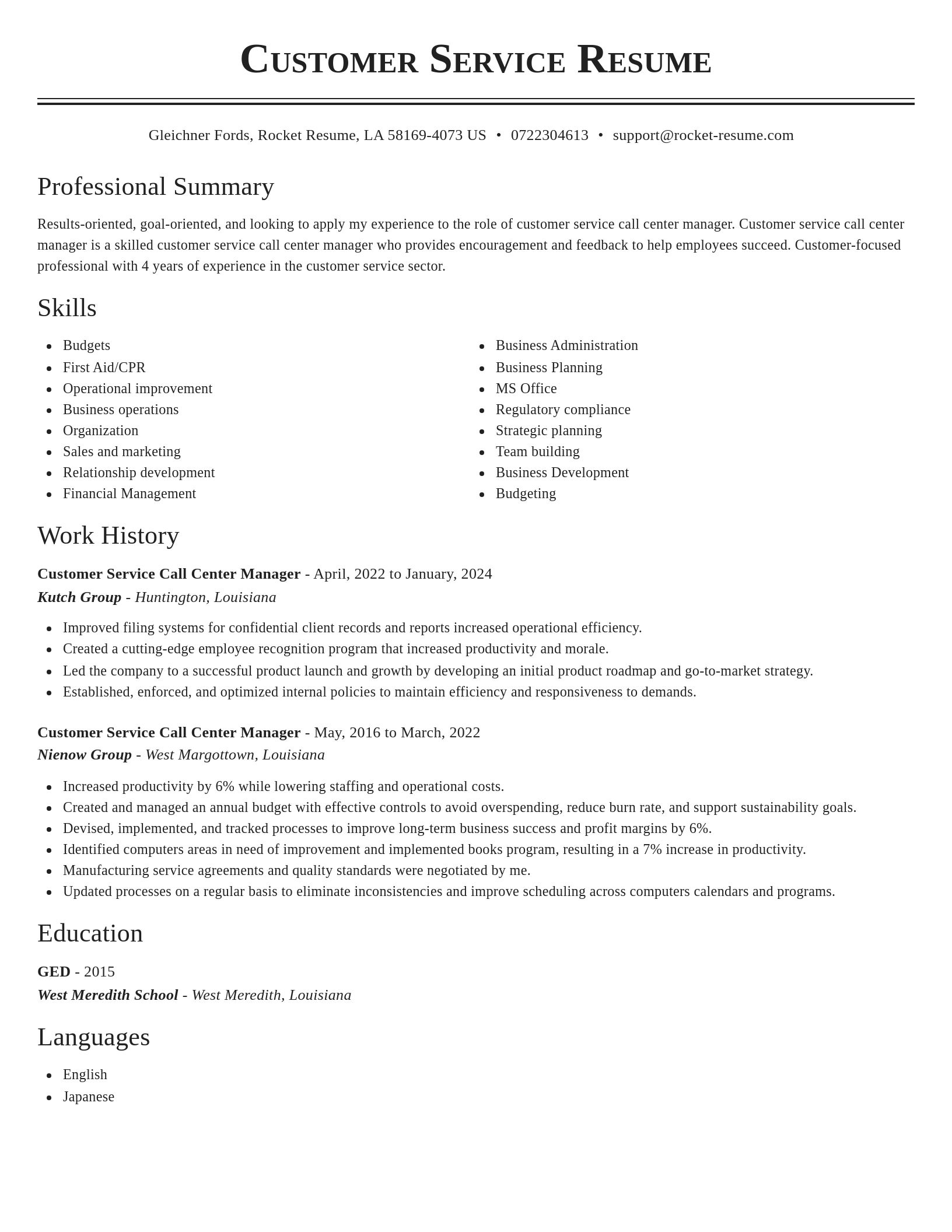 Classic resume template